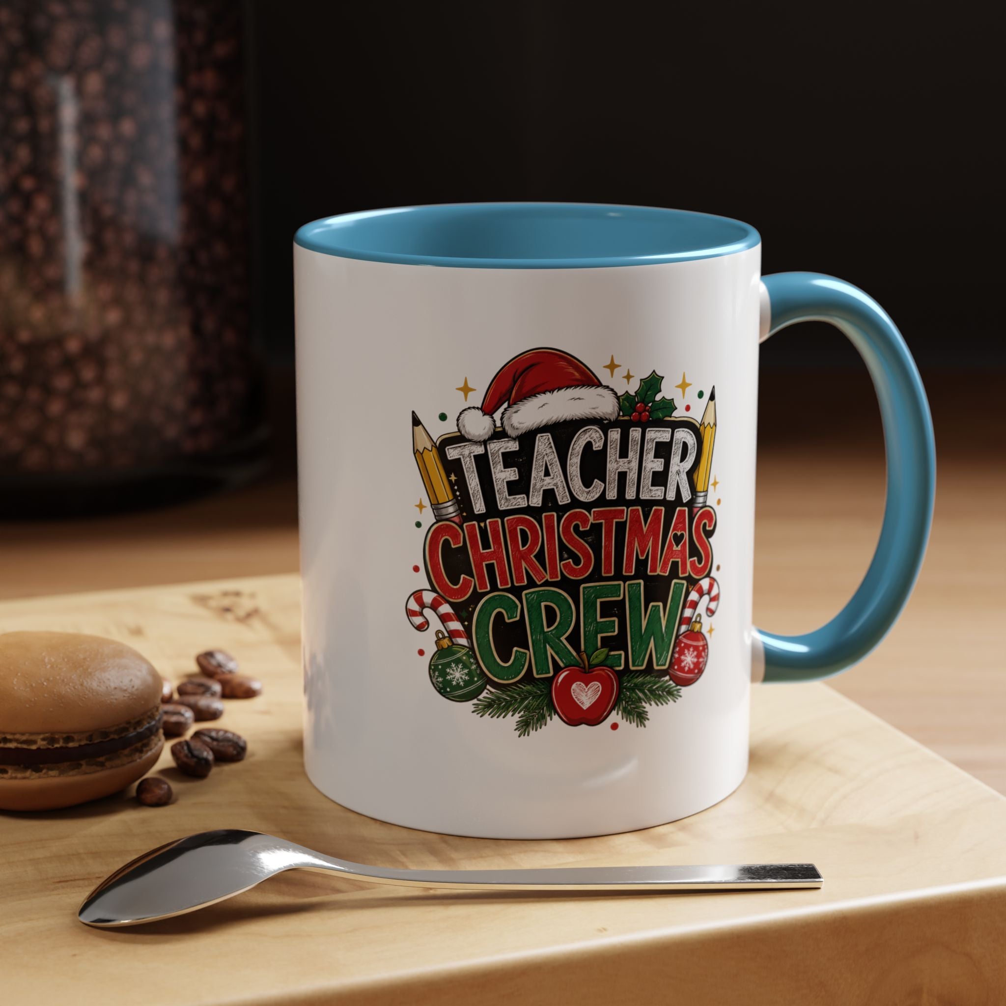 Teacher Christmas Crew Accent Coffee Mug – Holiday Teacher Gift