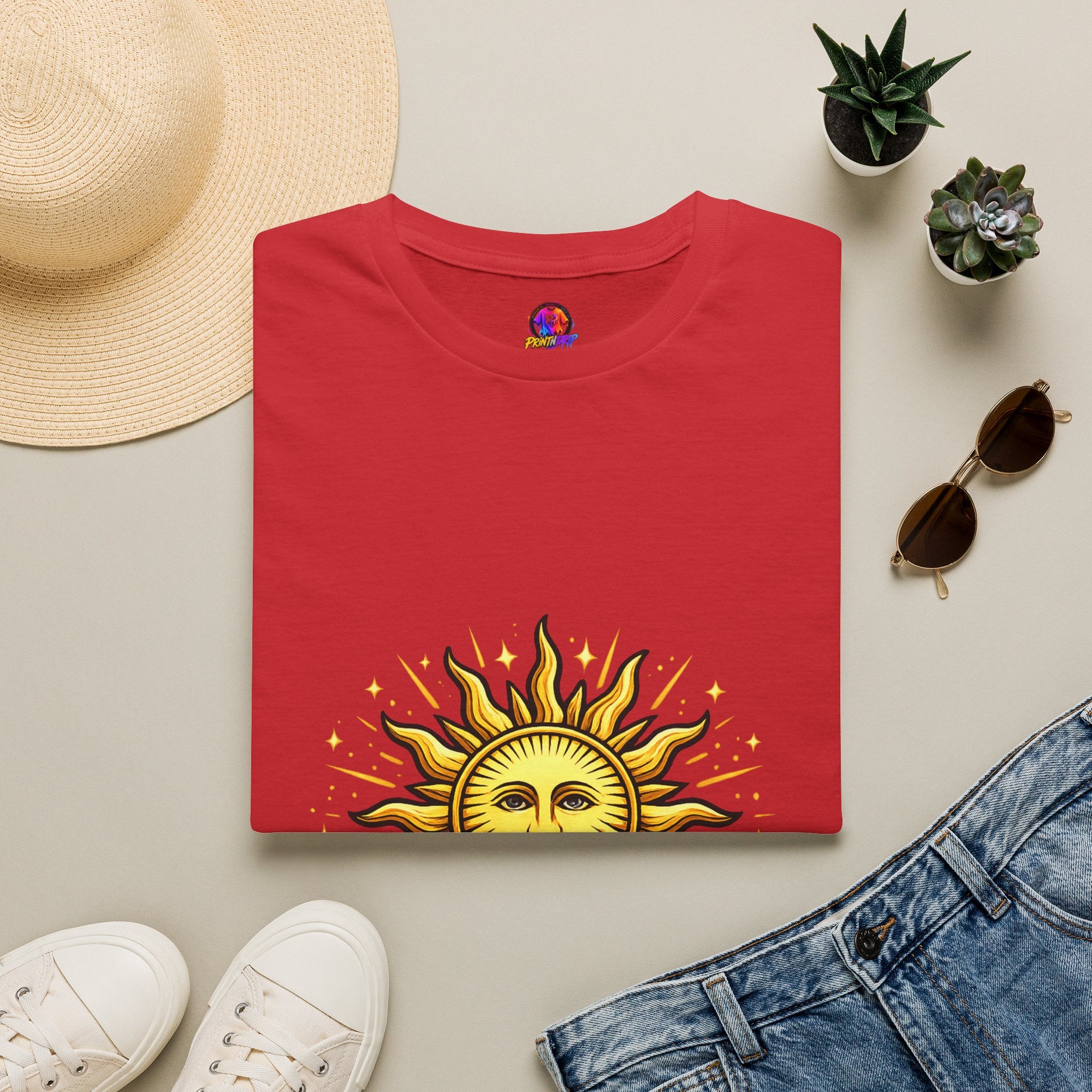 Argentina Sun Face Soccer T-Shirt — Retro Celestial Football Tee