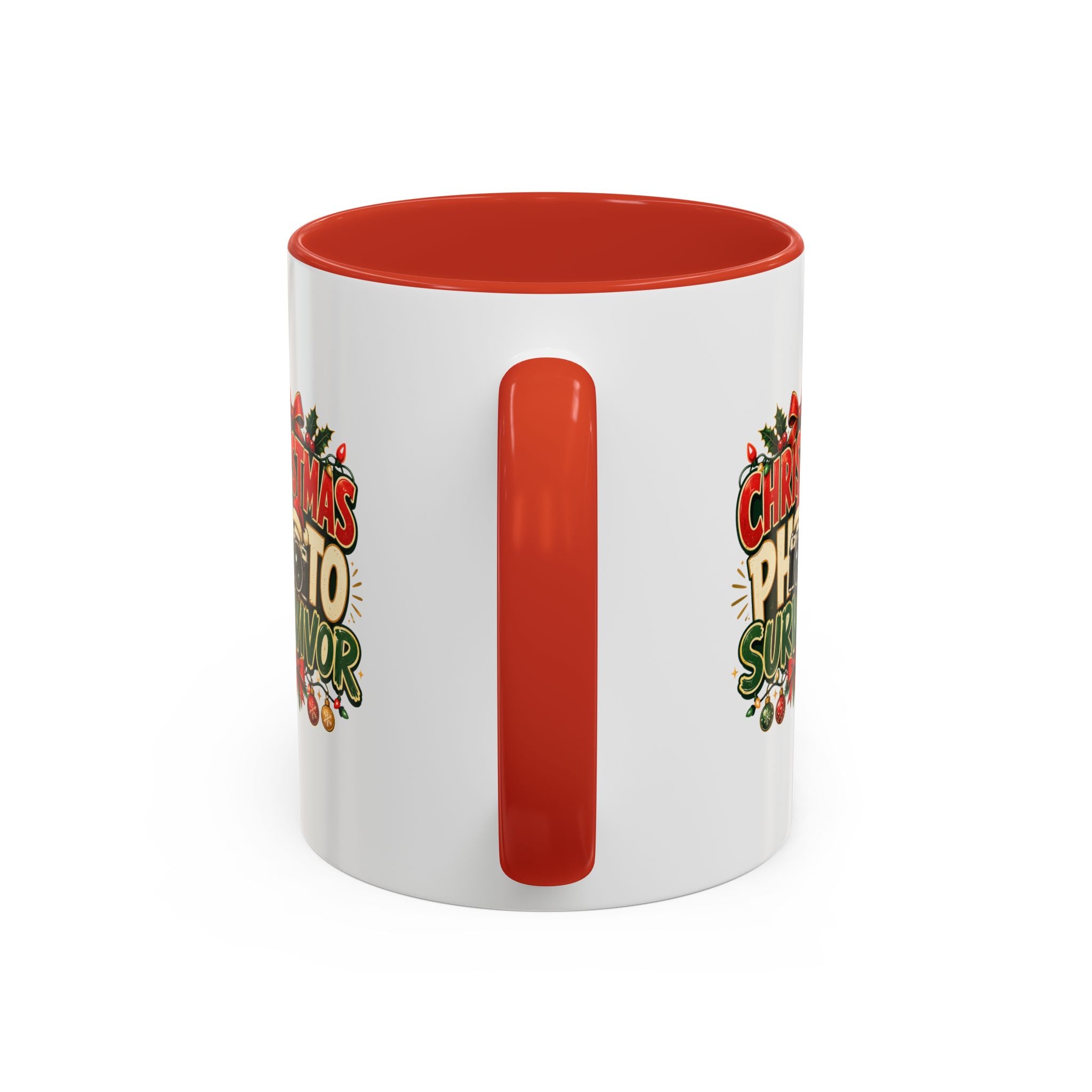 Christmas Photo Survivor Accent Coffee Mug — Holiday Photographer Gift