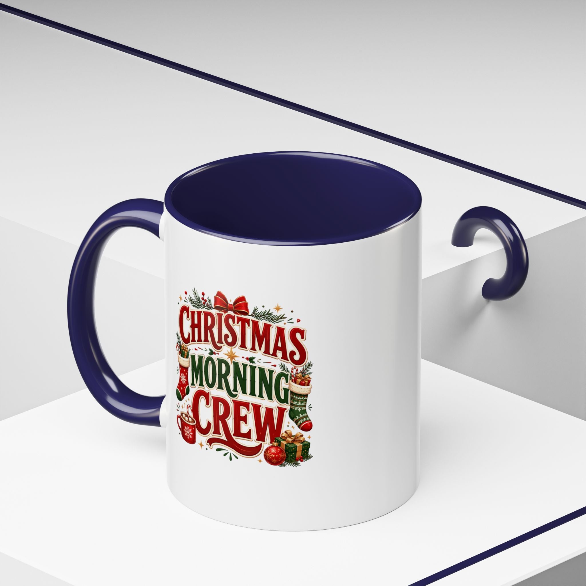 Christmas Morning Crew Accent Coffee Mug – Holiday Coffee Cup