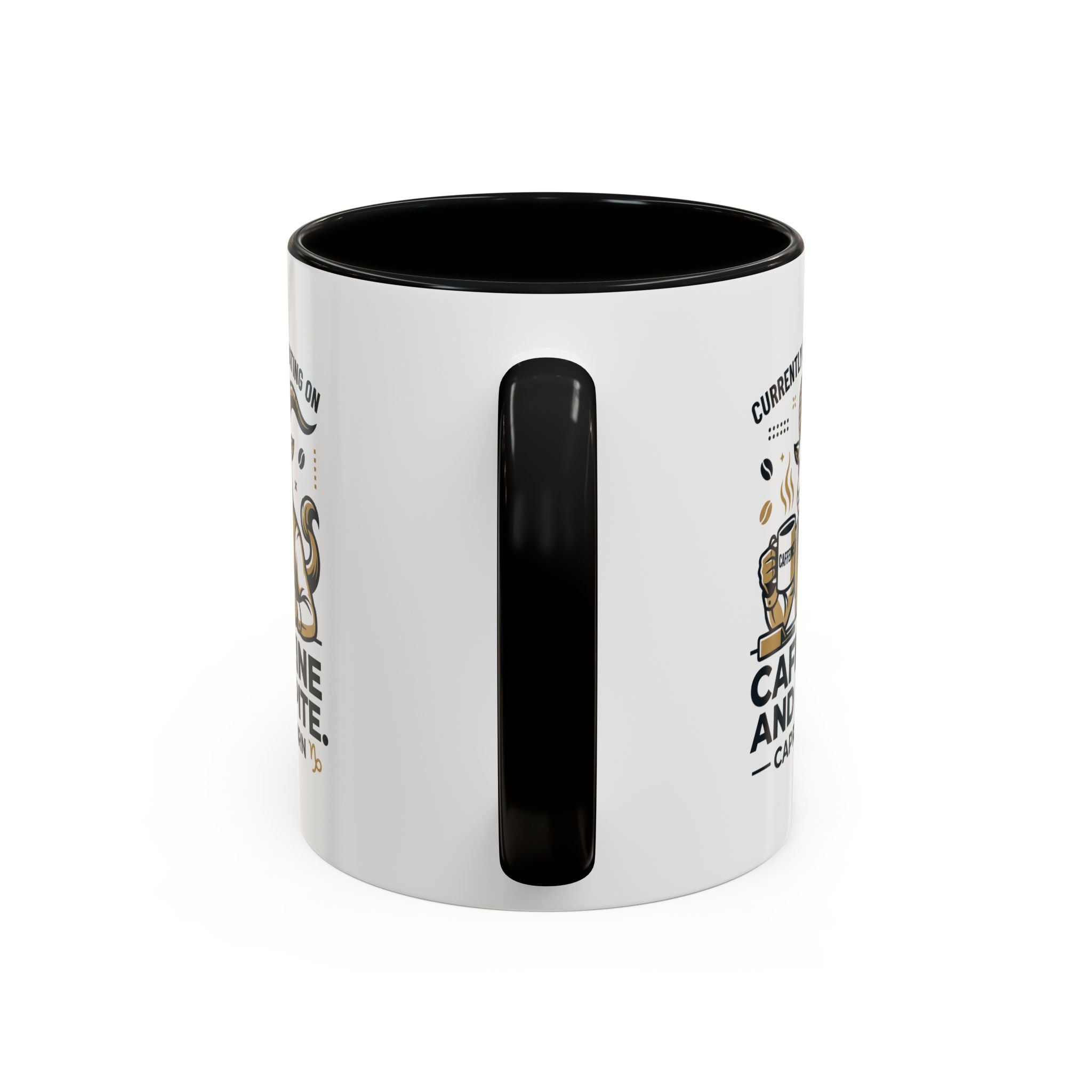 Capricorn Coffee Mug — “Currently Operating on Caffeine and Spite” Accent Mug (11/15oz)