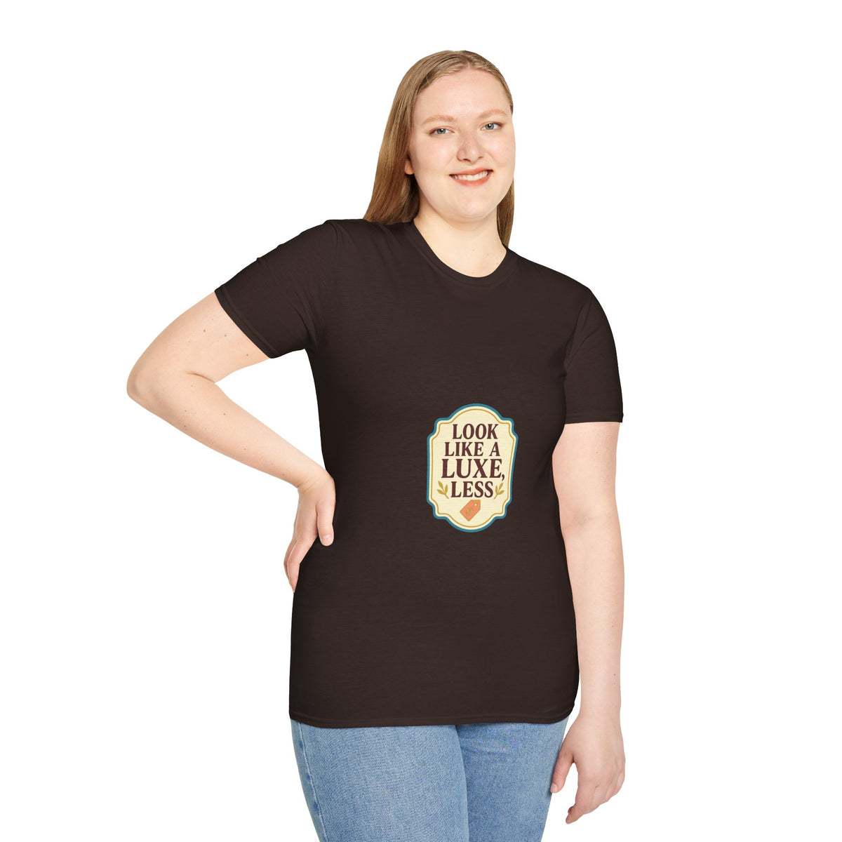 T-Shirt — "Look Like a Luxe Less" Retro Badge Graphic Tee - Trending Now - October 2026