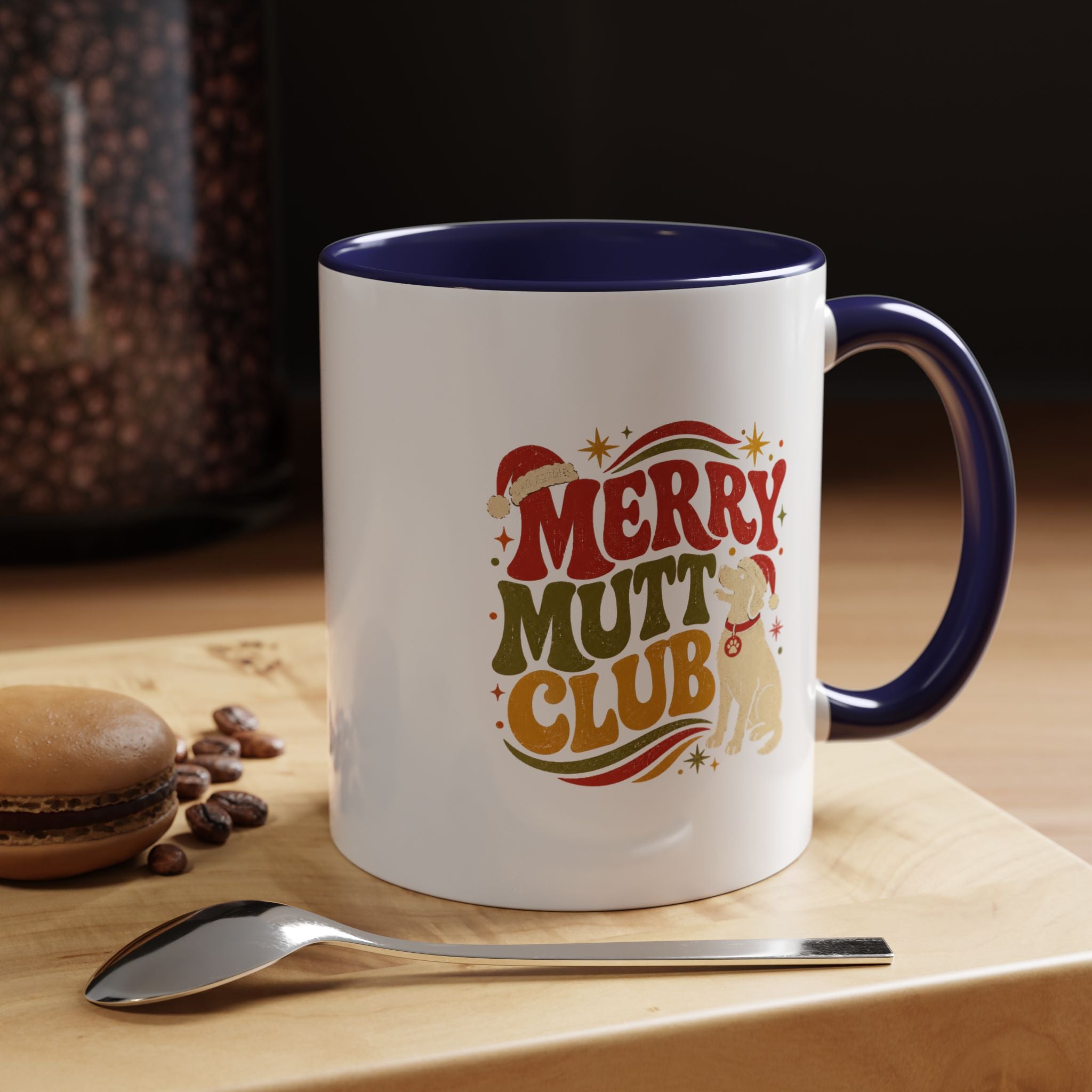 Modern Day Christmas Merry Mutt Club Accent Coffee Mug — Festive Dog Lover Holiday Gift