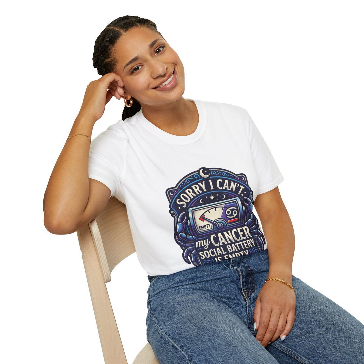 Cancer Support T-Shirt — "Sorry I Can't, My Cancer Social Battery Is Empty"