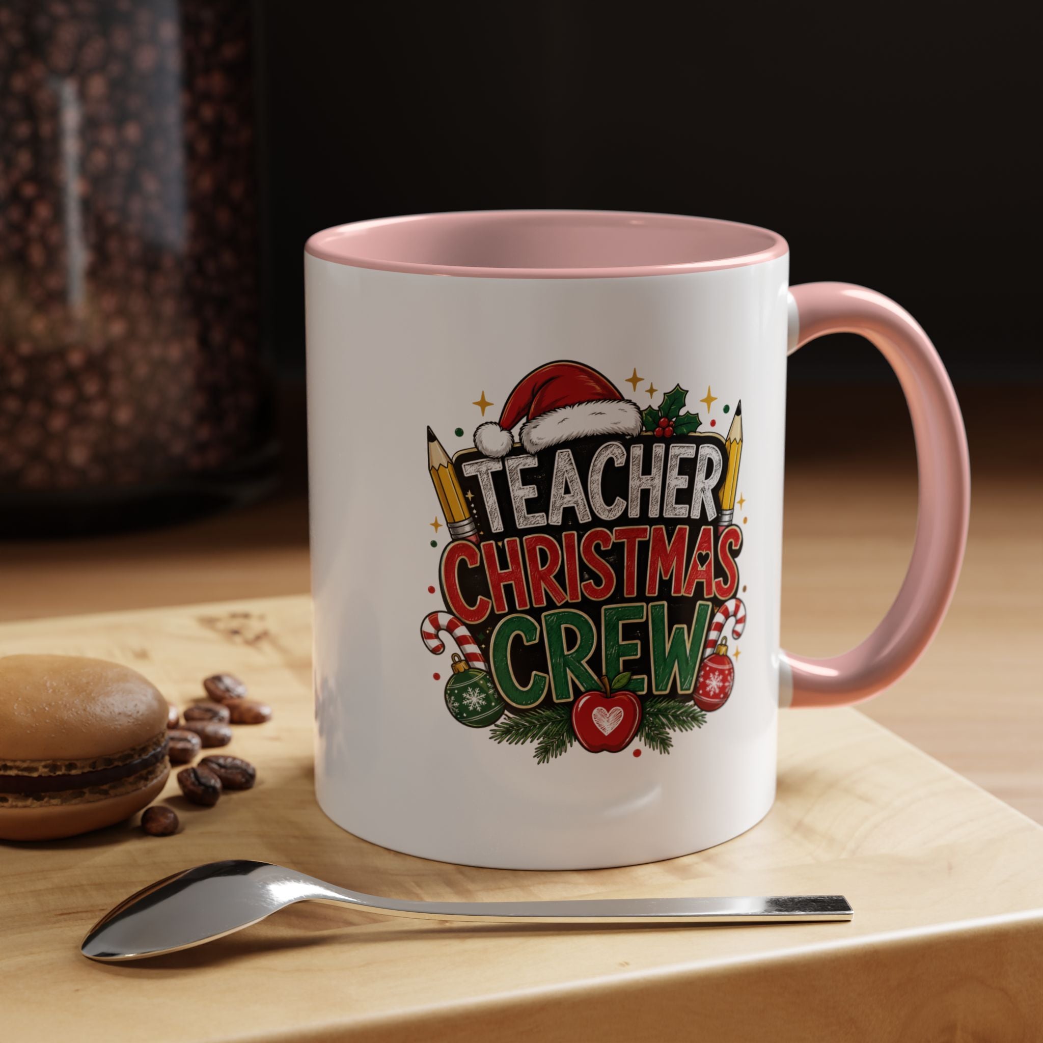 Teacher Christmas Crew Accent Coffee Mug – Holiday Teacher Gift