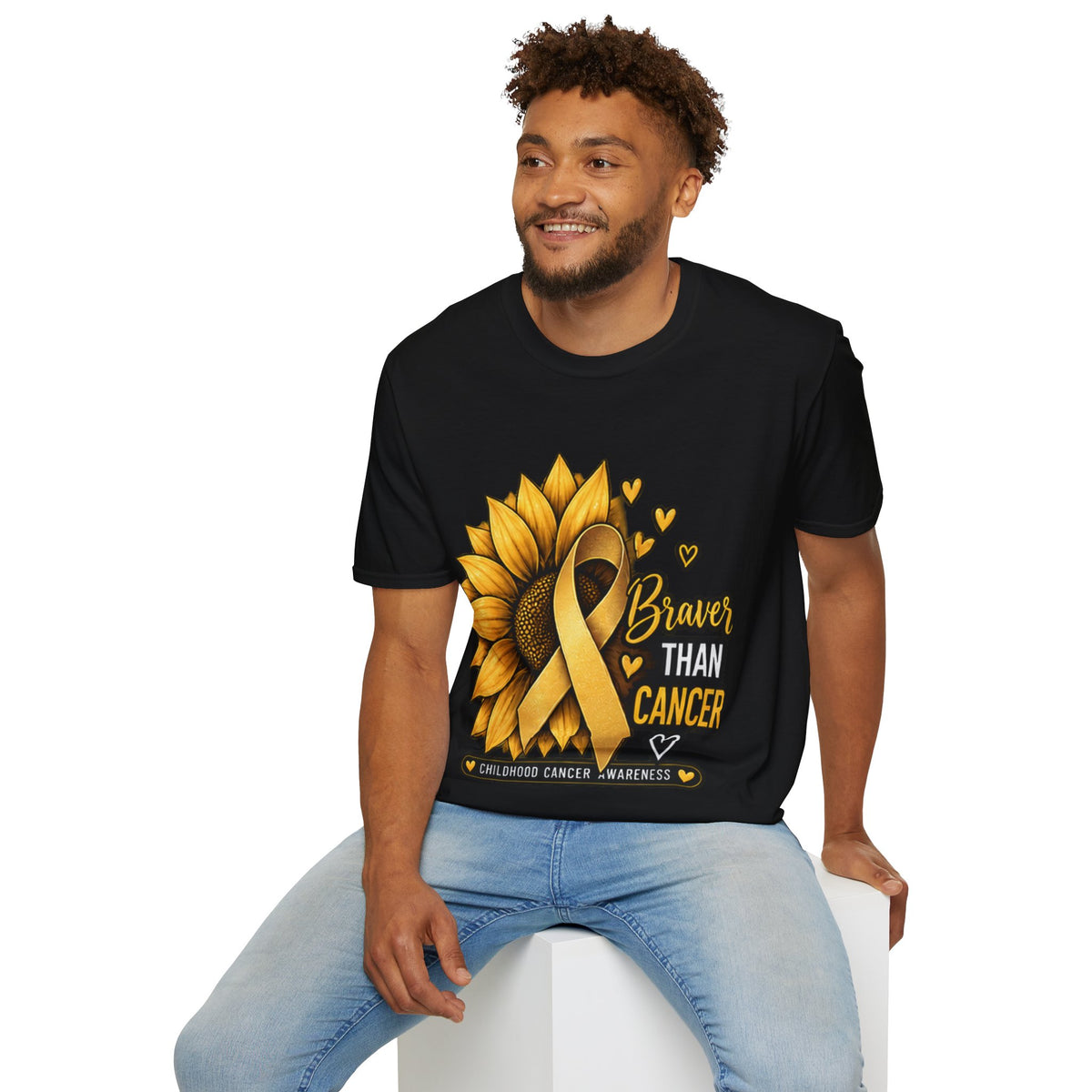 Braver Than Cancer Childhood Cancer Awareness Sunflower T-Shirt