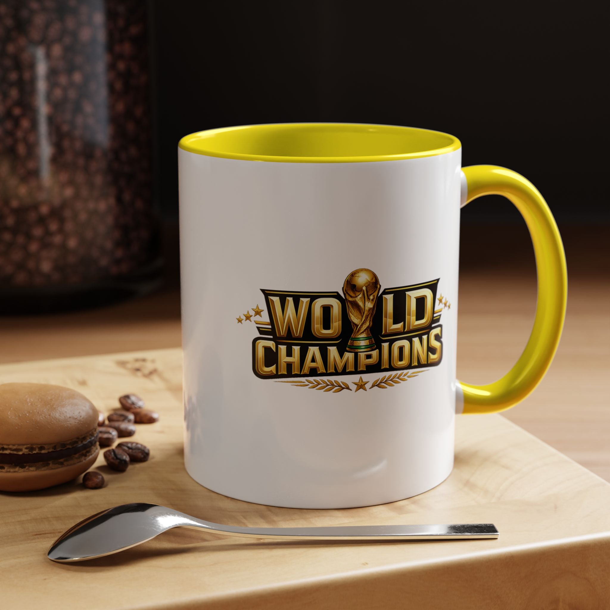 World Champions Accent Coffee Mug – Gold Trophy Sports Fan