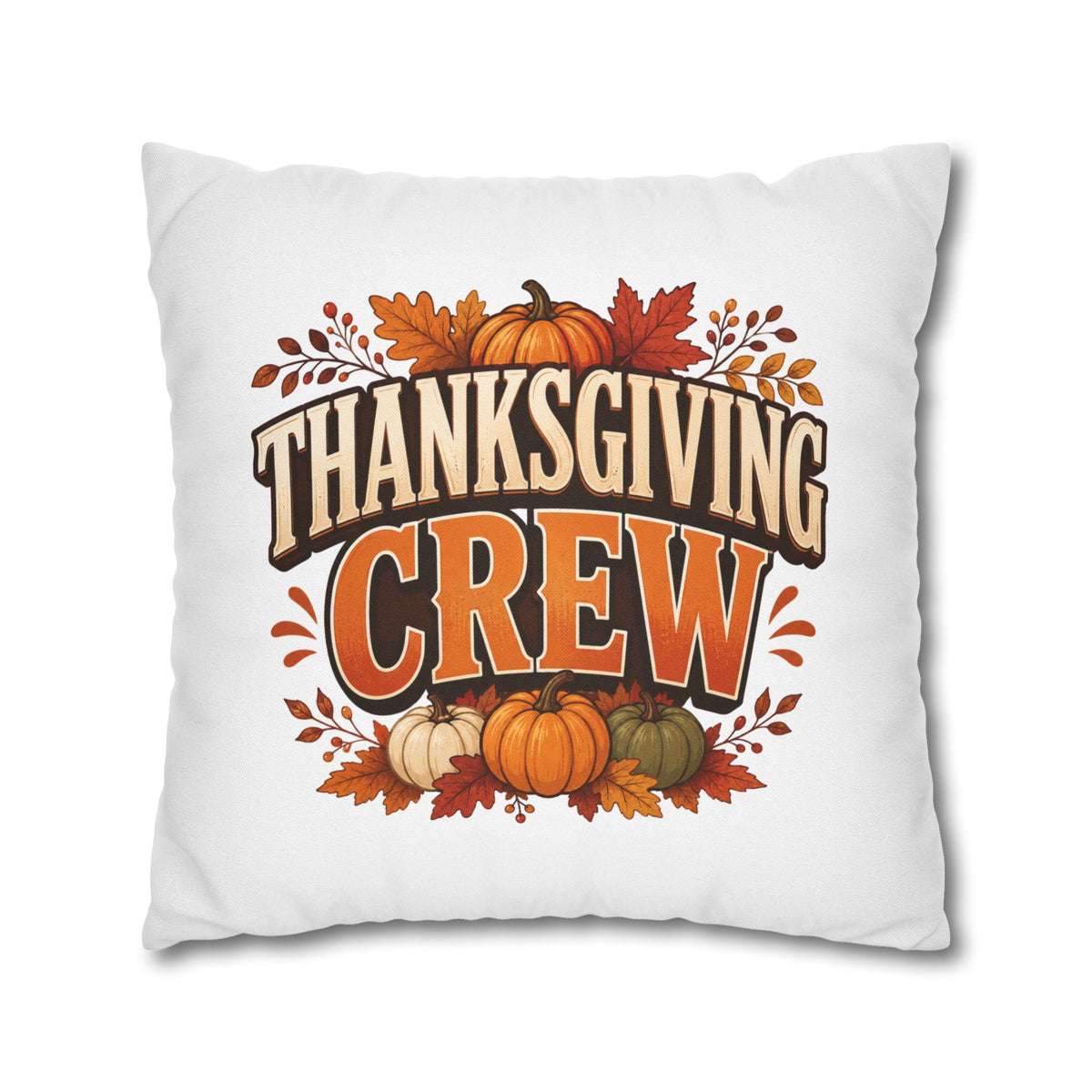 Thanksgiving Crew Decorative Pillow Cover — Fall Pumpkin Accent Pillowcase