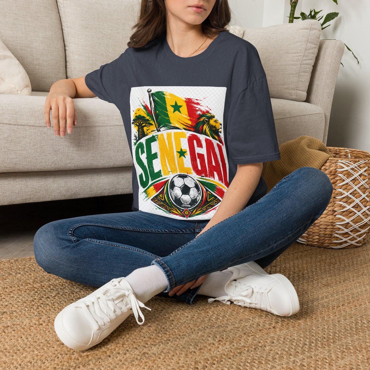 Senegal Flag Soccer T-Shirt — Lion & Football Pride Tee