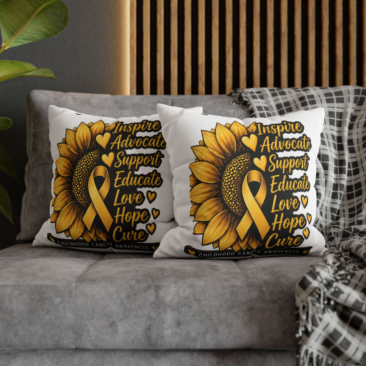 Childhood Cancer Awareness Sunflower Support Pillowcase