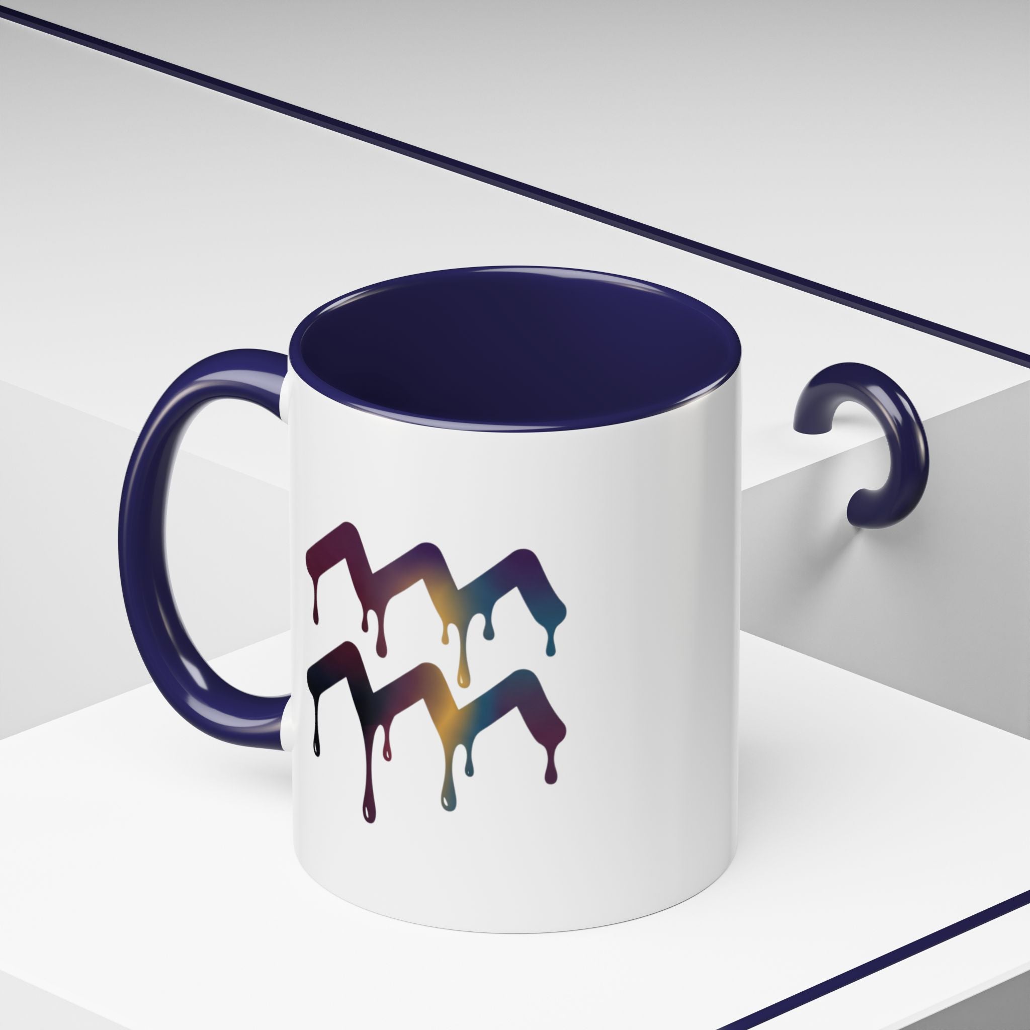 Dripping Rainbow Chevron Accent Coffee Mug — Colorful Gradient Art