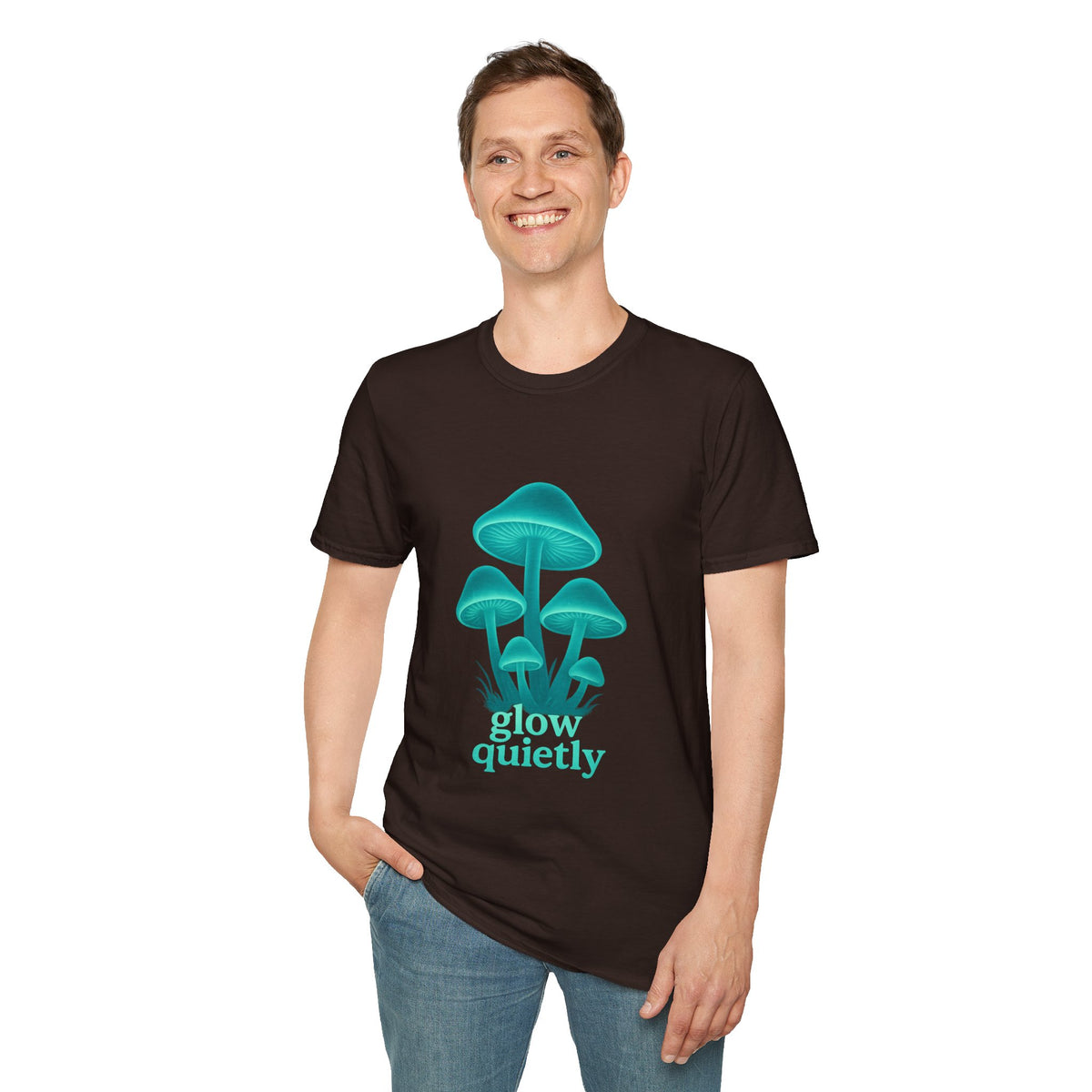 Mushroom Graphic T-Shirt — 'Grow Quietly' Teal Fungi Tee - Trending Now - August 2026