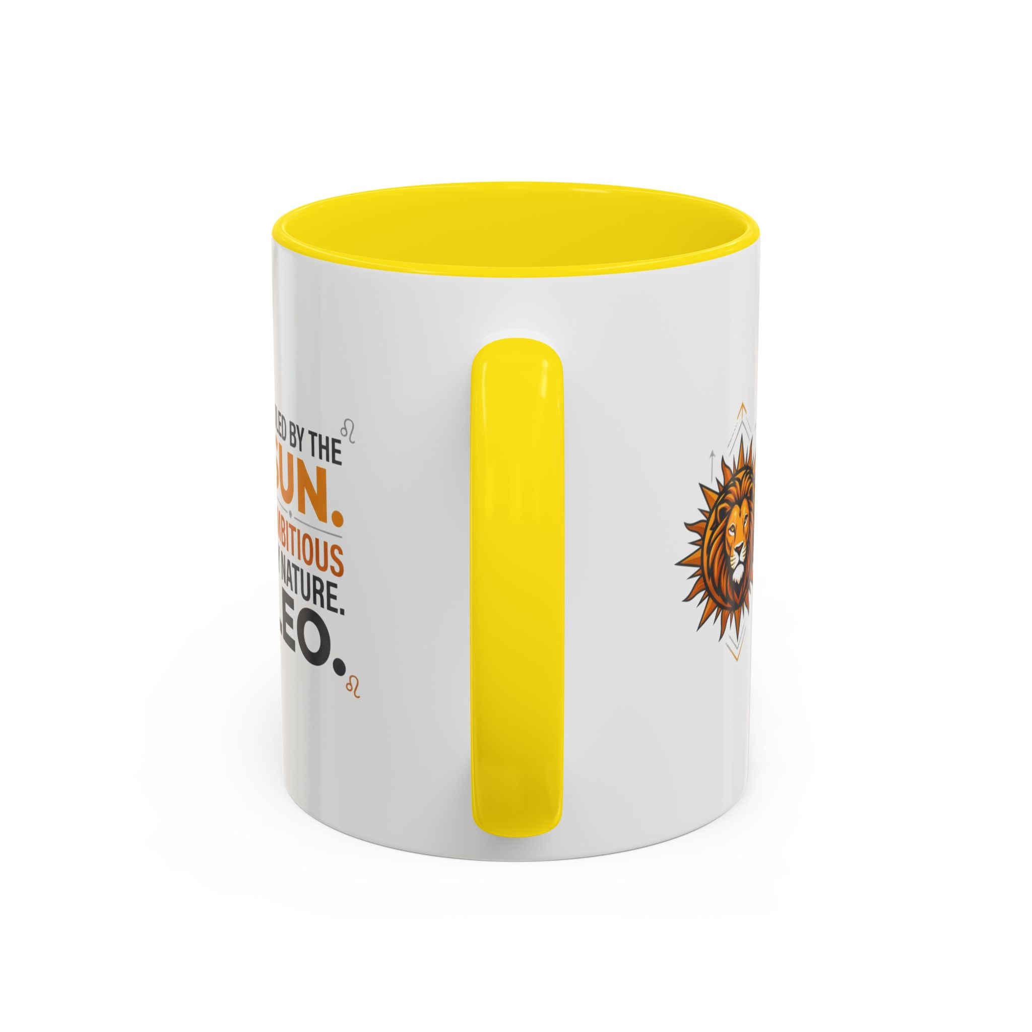 Leo Zodiac Coffee Mug — "Ruled by the Sun. Ambitious by Nature. LEO." Accent Ceramic Mug