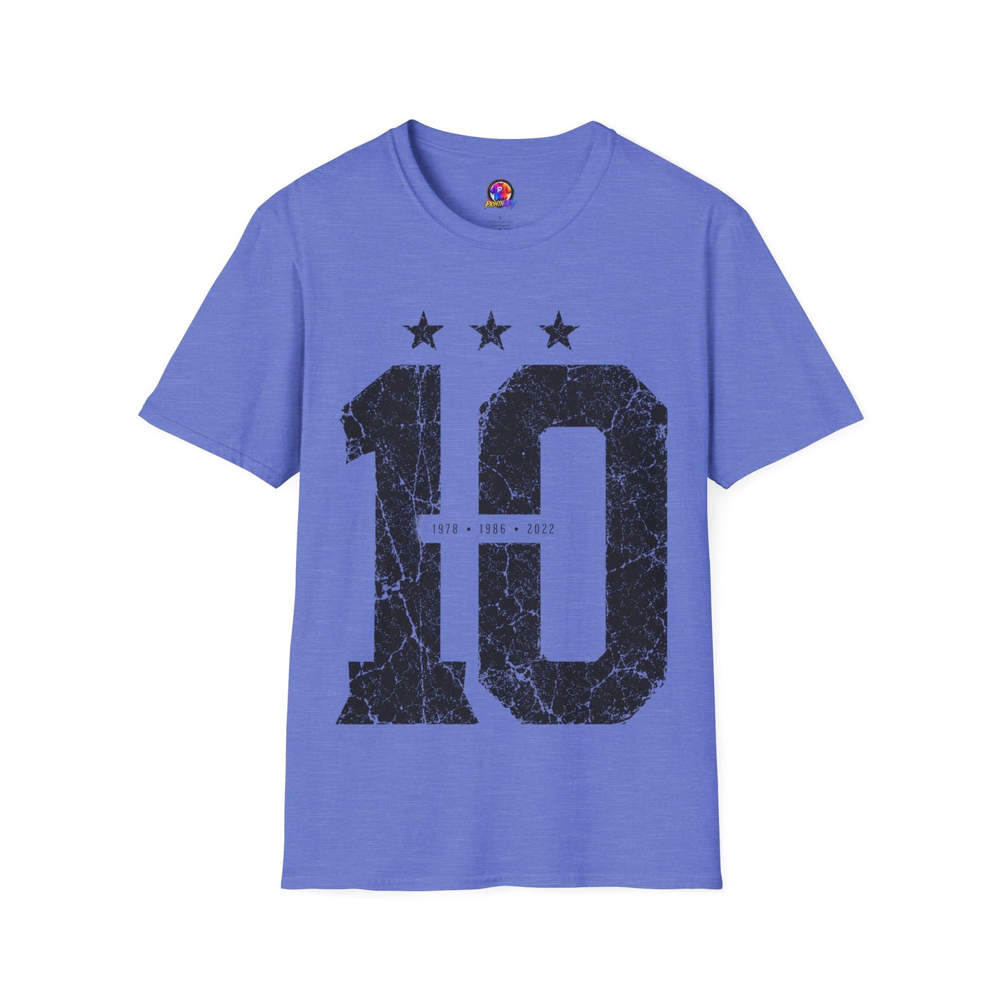 Vintage Argentina Worldcup winning No. 10 Jersey T-Shirt — Distressed Number Tee with Three Stars