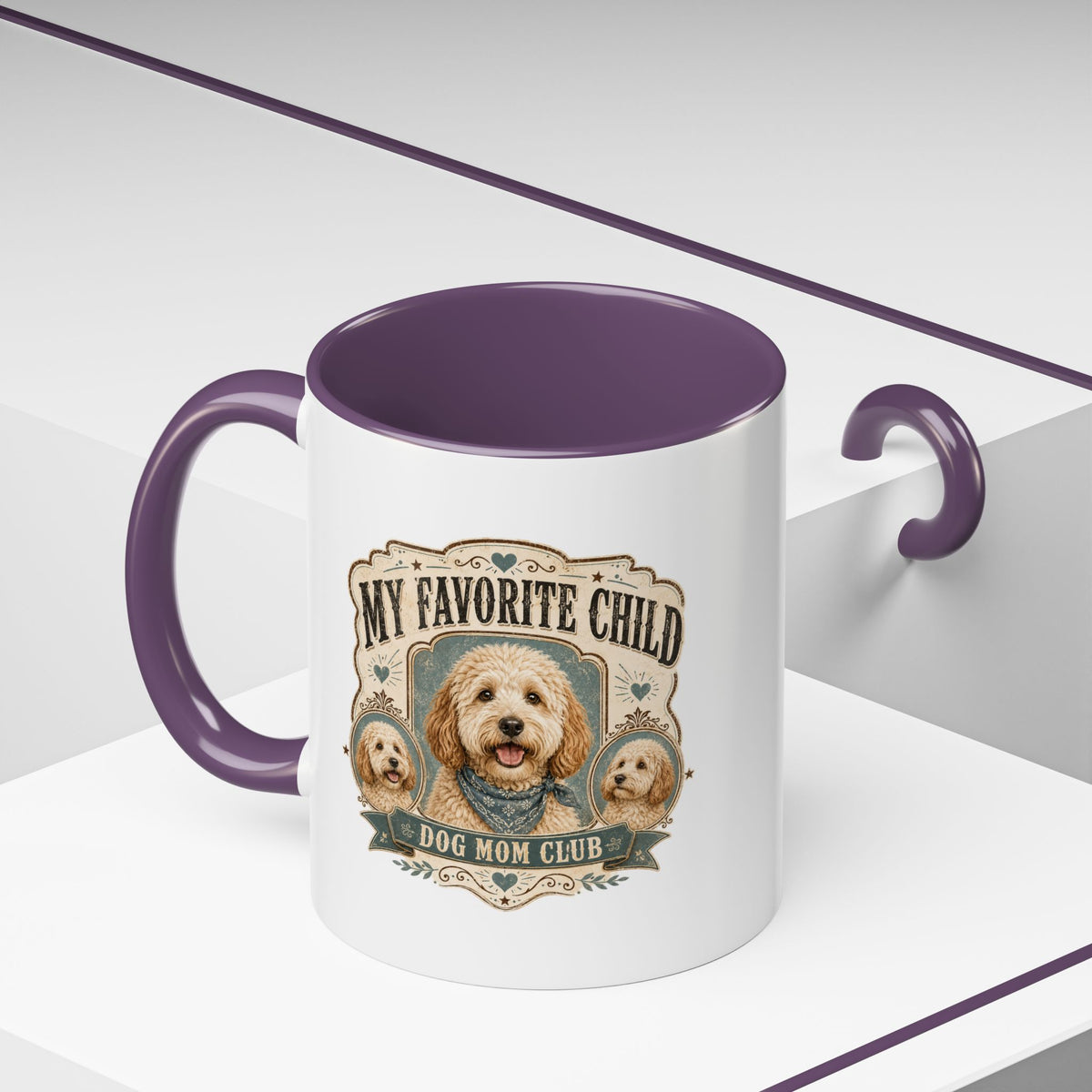 Milo Bailey Dog Dad Mom My Favorite Child Dog Mom Club Accent Coffee Mug – Cute Doodle Dog Mother's Day Gift