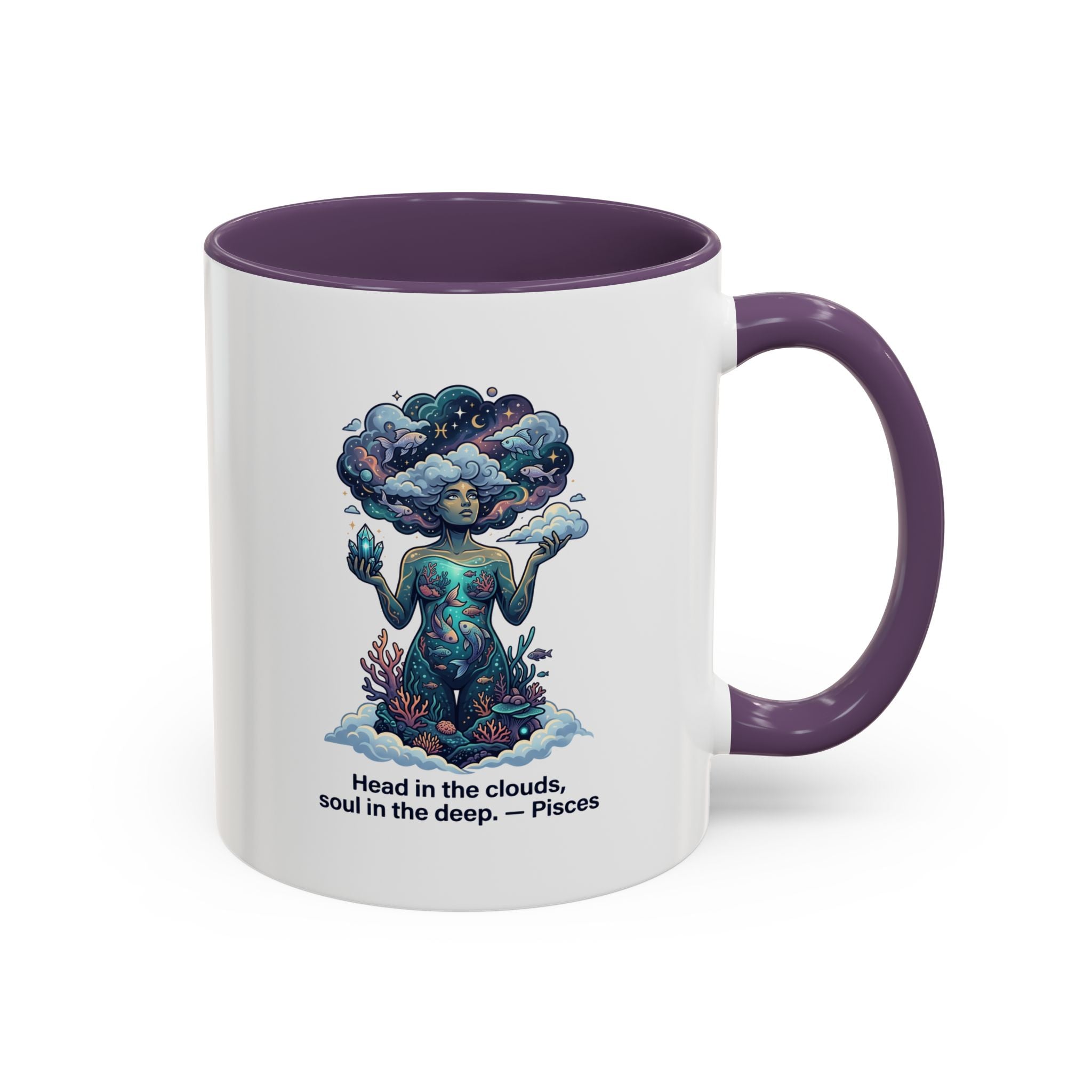 Pisces Coffee Mug — "Head in the clouds, soul in the deep" Accent Mug