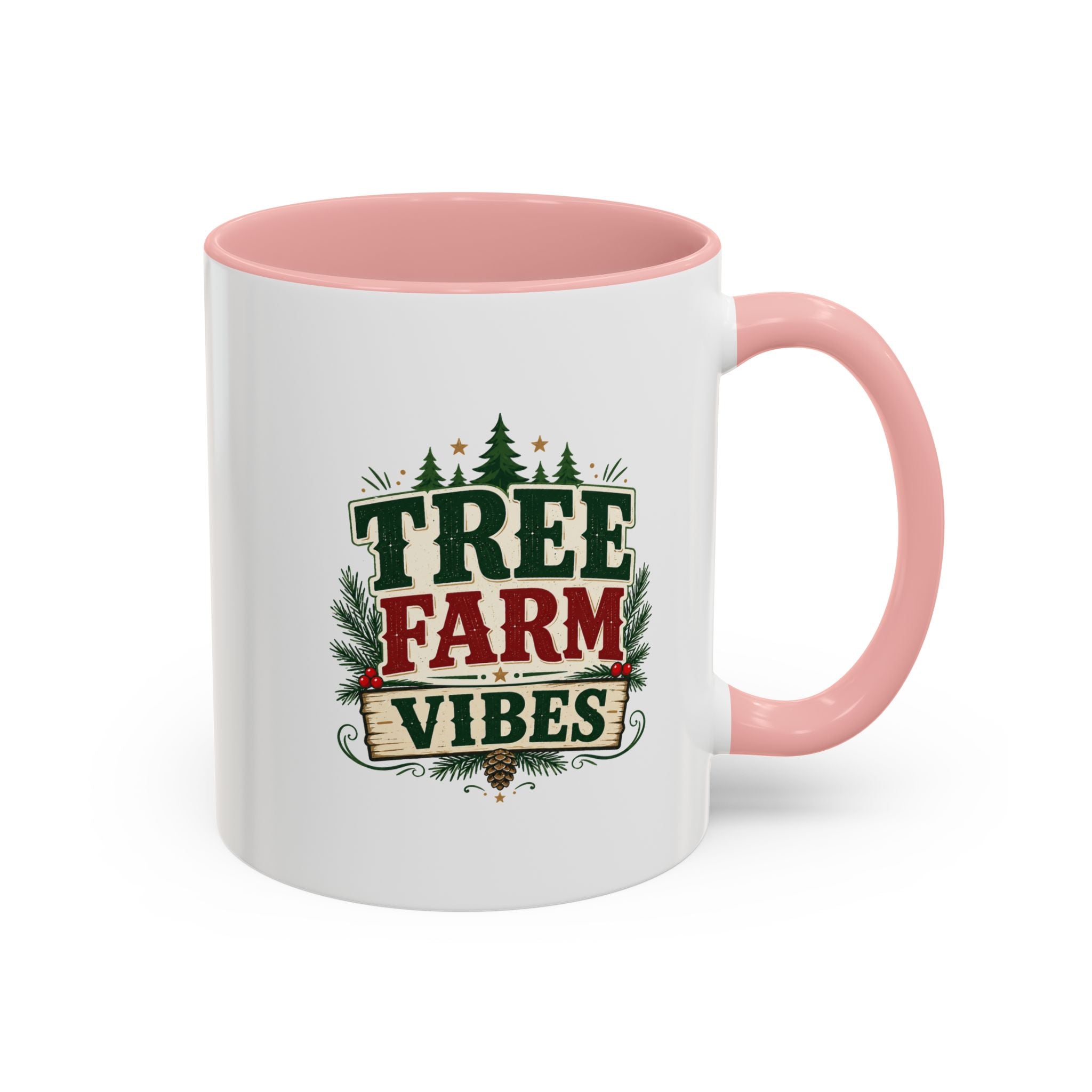 Tree Farm Vibes Accent Coffee Mug — Rustic Christmas Holiday Coffee Cup