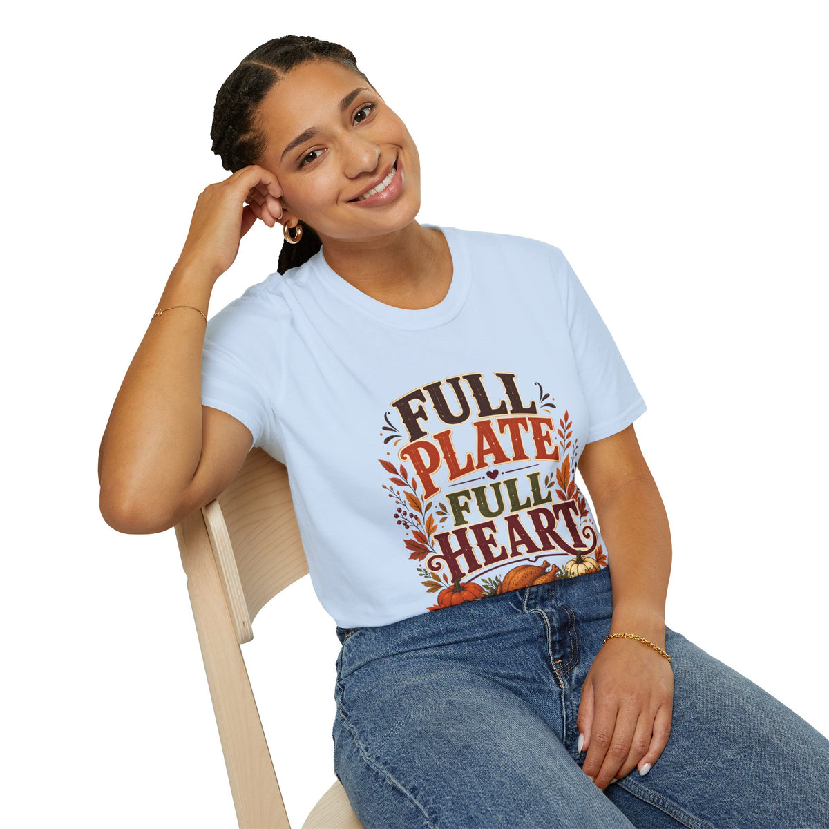 Thanksgiving T-Shirt - "Full Plate Full Heart" Fall Harvest Tee
