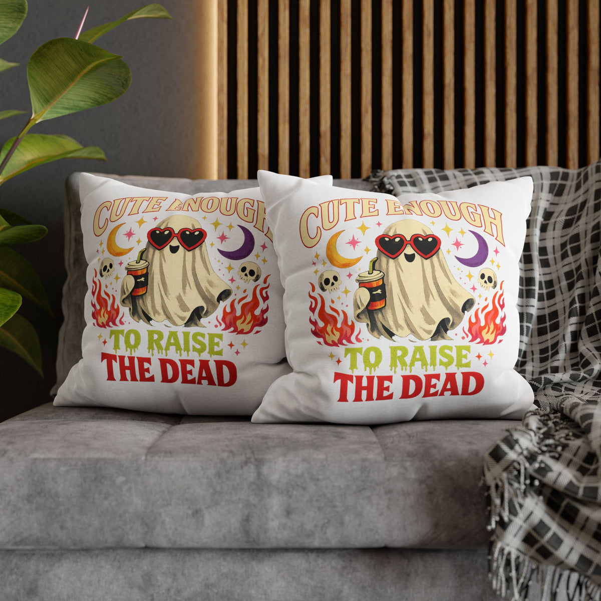 Halloween Cute Enough to Raise the Dead Ghost Pillowcase — Halloween Decorative Throw Pillow Cover