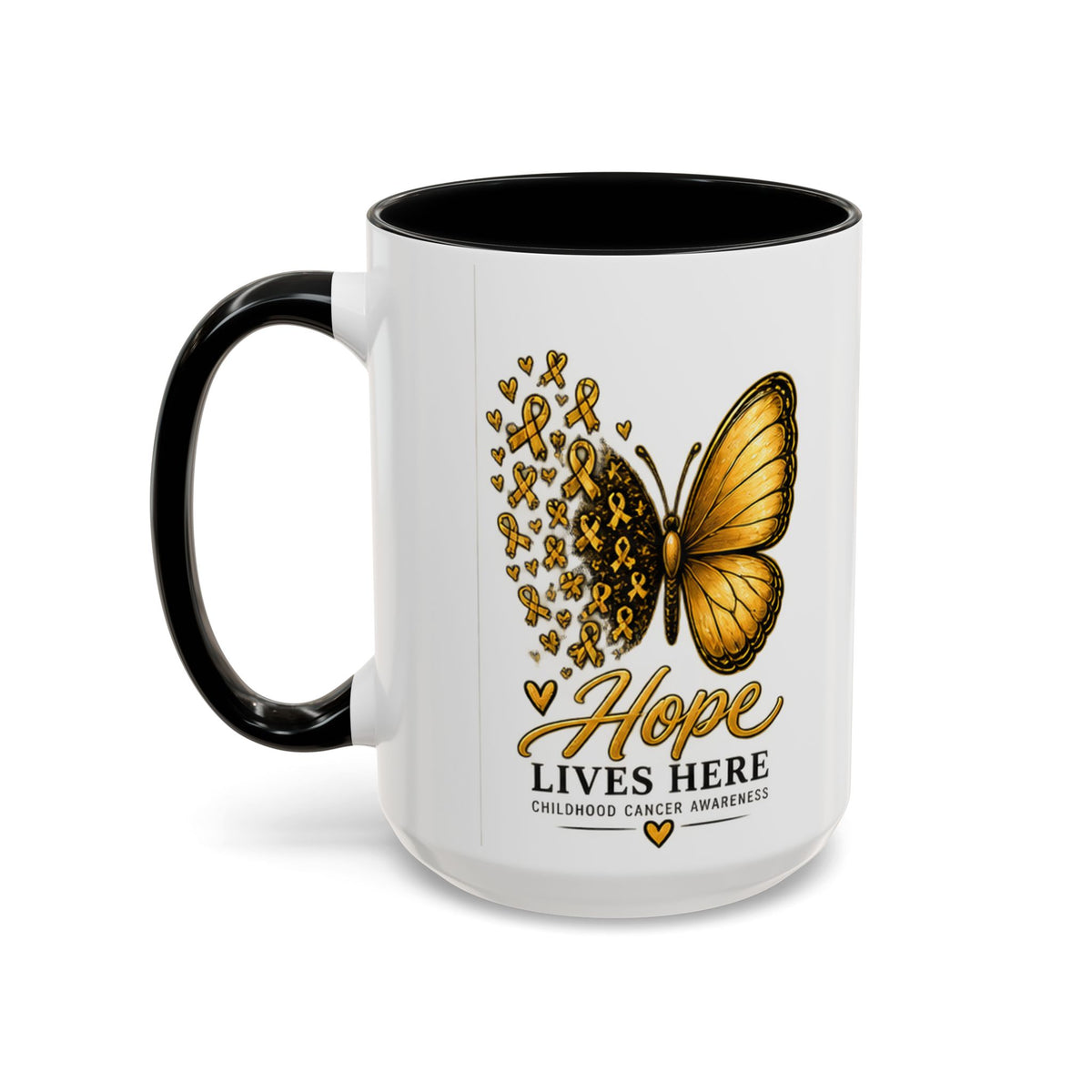 Hope Lives Here Childhood Cancer Awareness Accent Coffee Mug