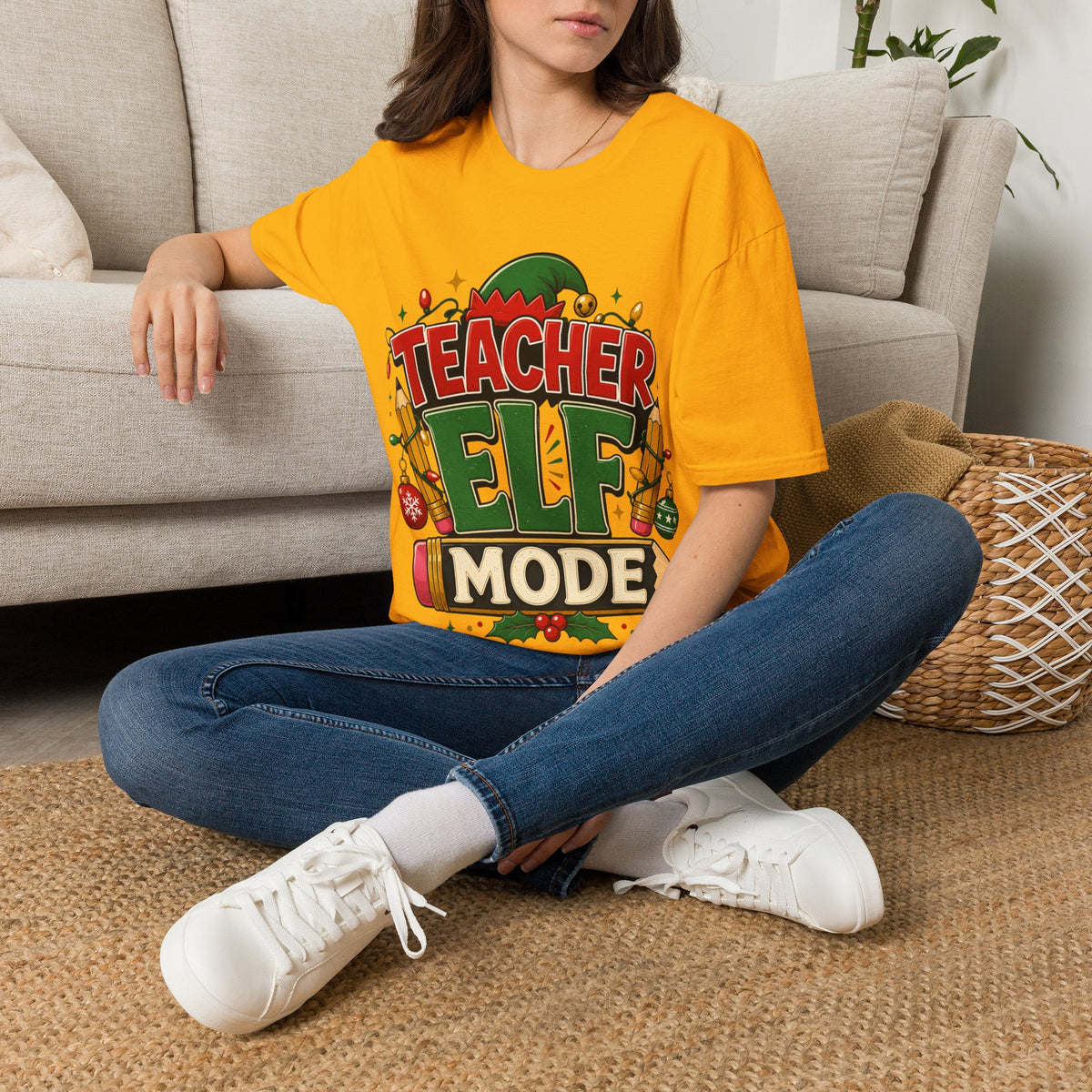 Teacher Elf Mode T-Shirt — Funny Christmas Teacher Holiday Tee