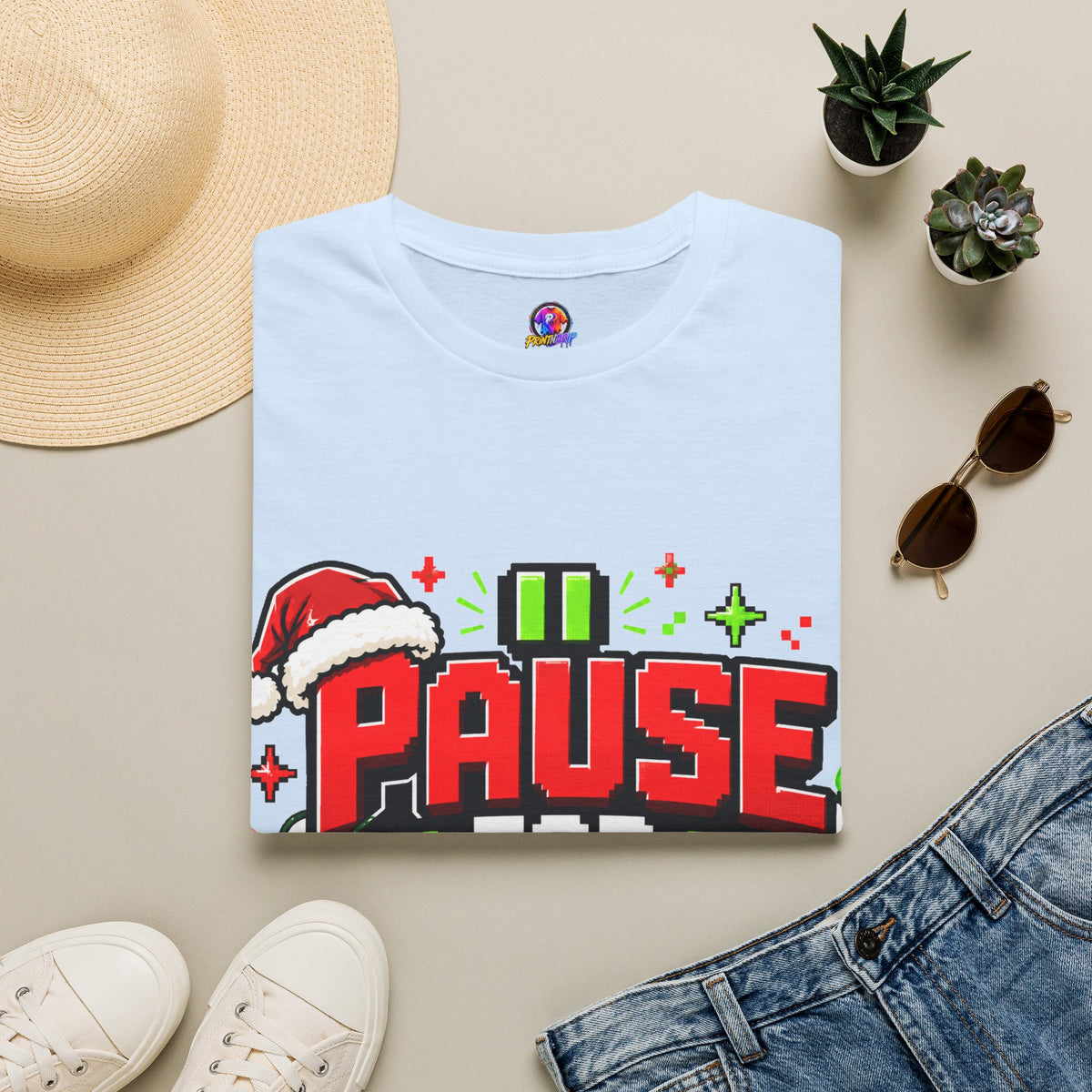 T-Shirt — "Pause for Presents" Christmas Gamer Tee