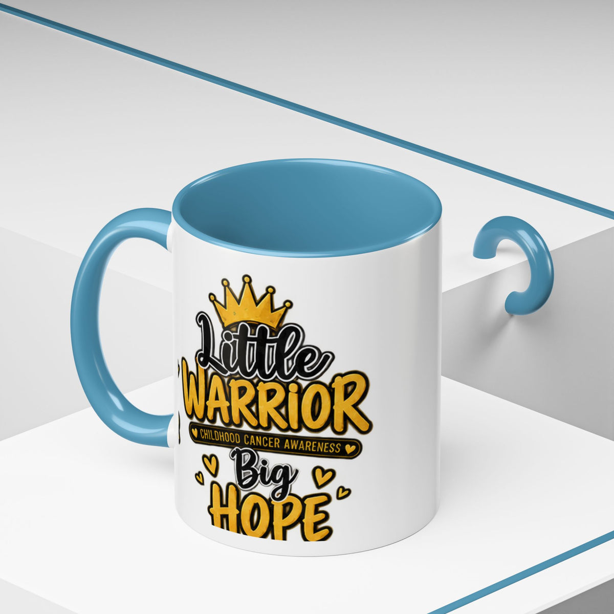 Little Warrior Childhood Cancer Awareness Coffee Mug – "Big Hope" Accent Mug