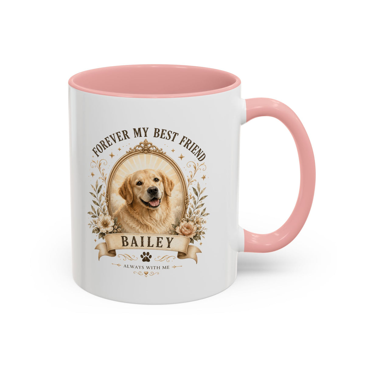 Milo Bailey Dog Dad Mom Personalized Dog Coffee Mug – "Forever My Best Friend" Golden Retriever Memorial Accent Mug