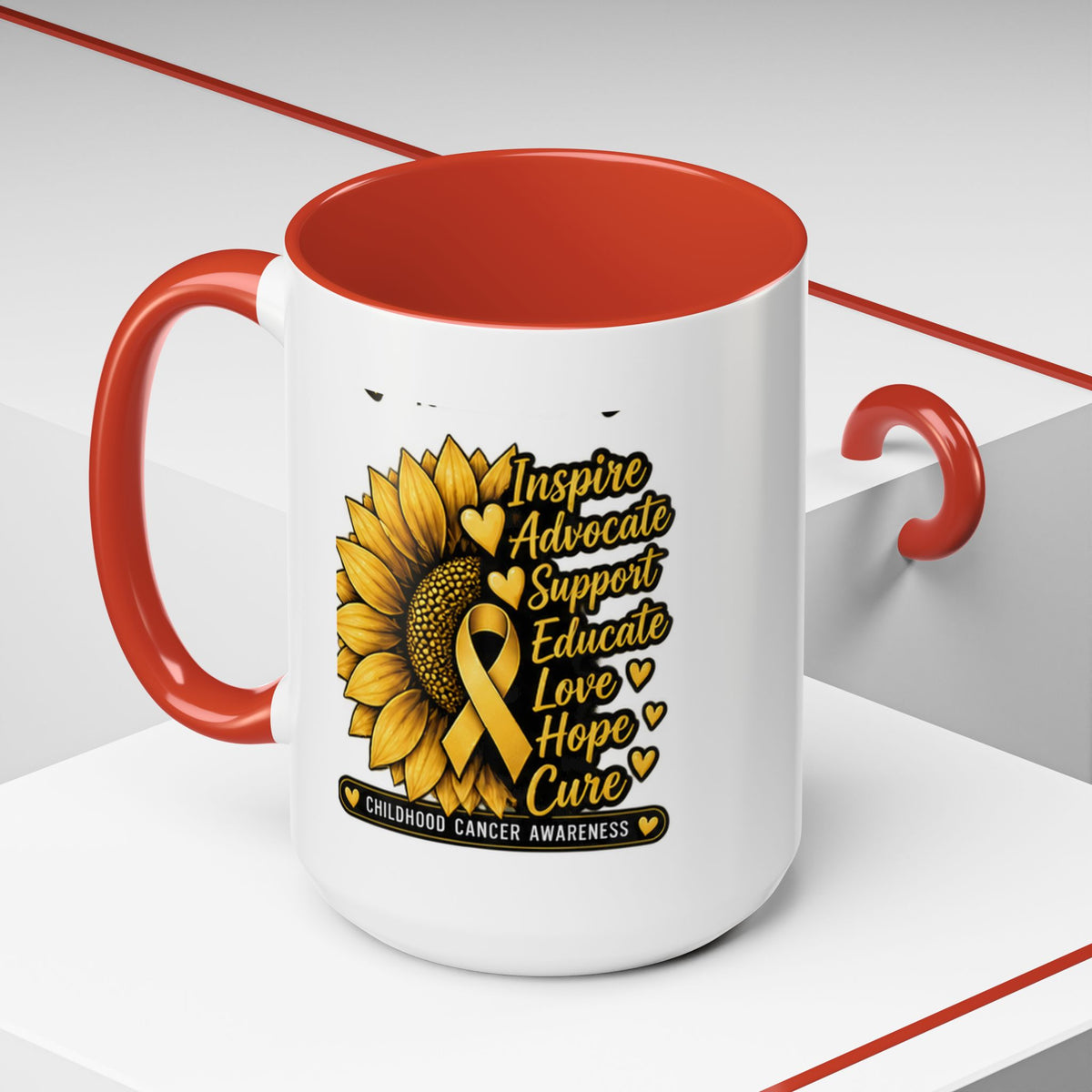 Childhood Cancer Awareness Sunflower Accent Coffee Mug (11/15oz)