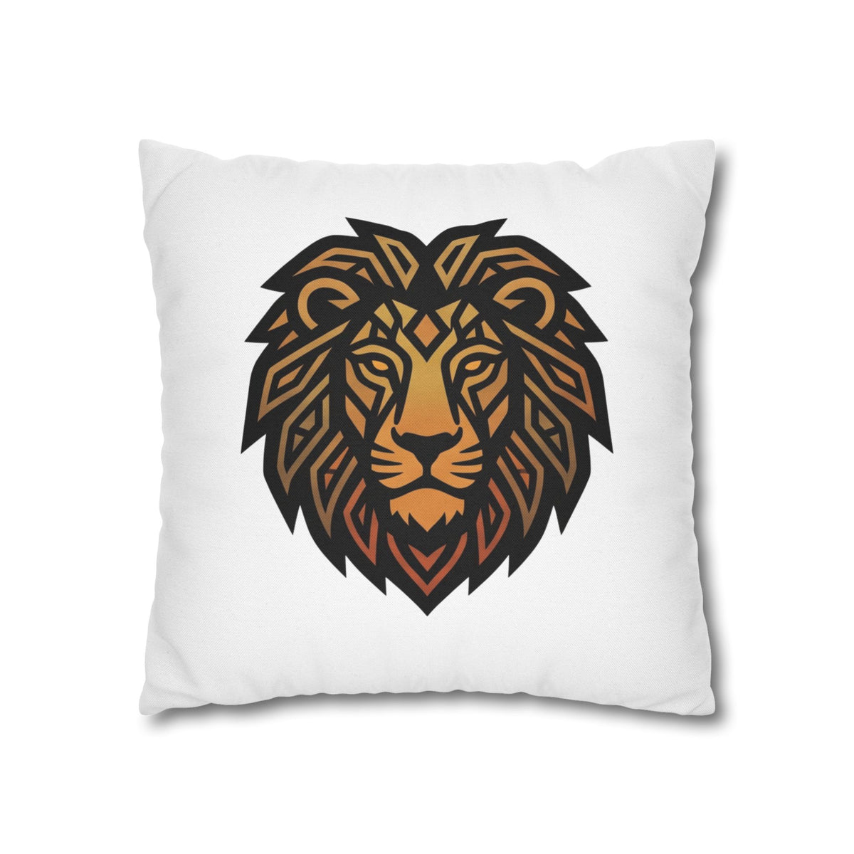 Leo Lion Head Decorative Pillowcase — Geometric Tribal Lion Throw Pillow Cover