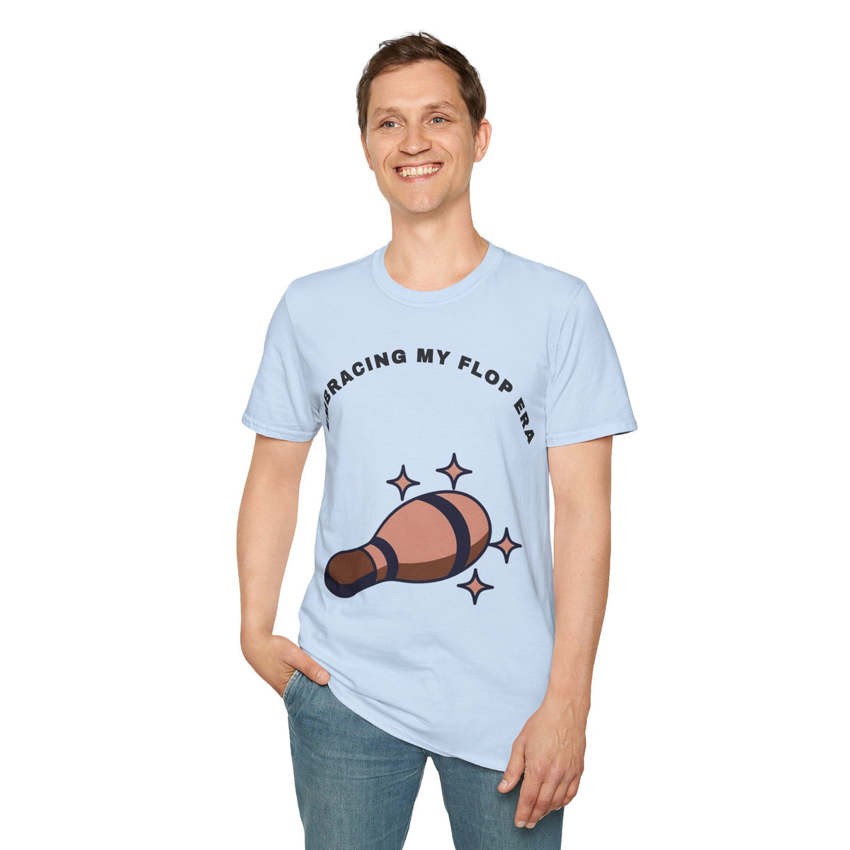 T-Shirt — "Embracing My Flop Era" Funny Self-Love Graphic Tee (Bowling Pin Design) - Trending Now - September 2026