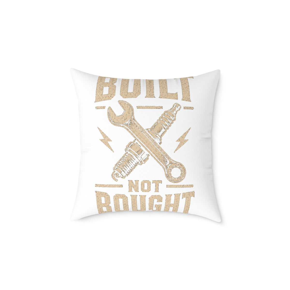 Built Not Bought Square Pillow — Mechanic Garage Decor Milo Bailey Dog Dad Mom