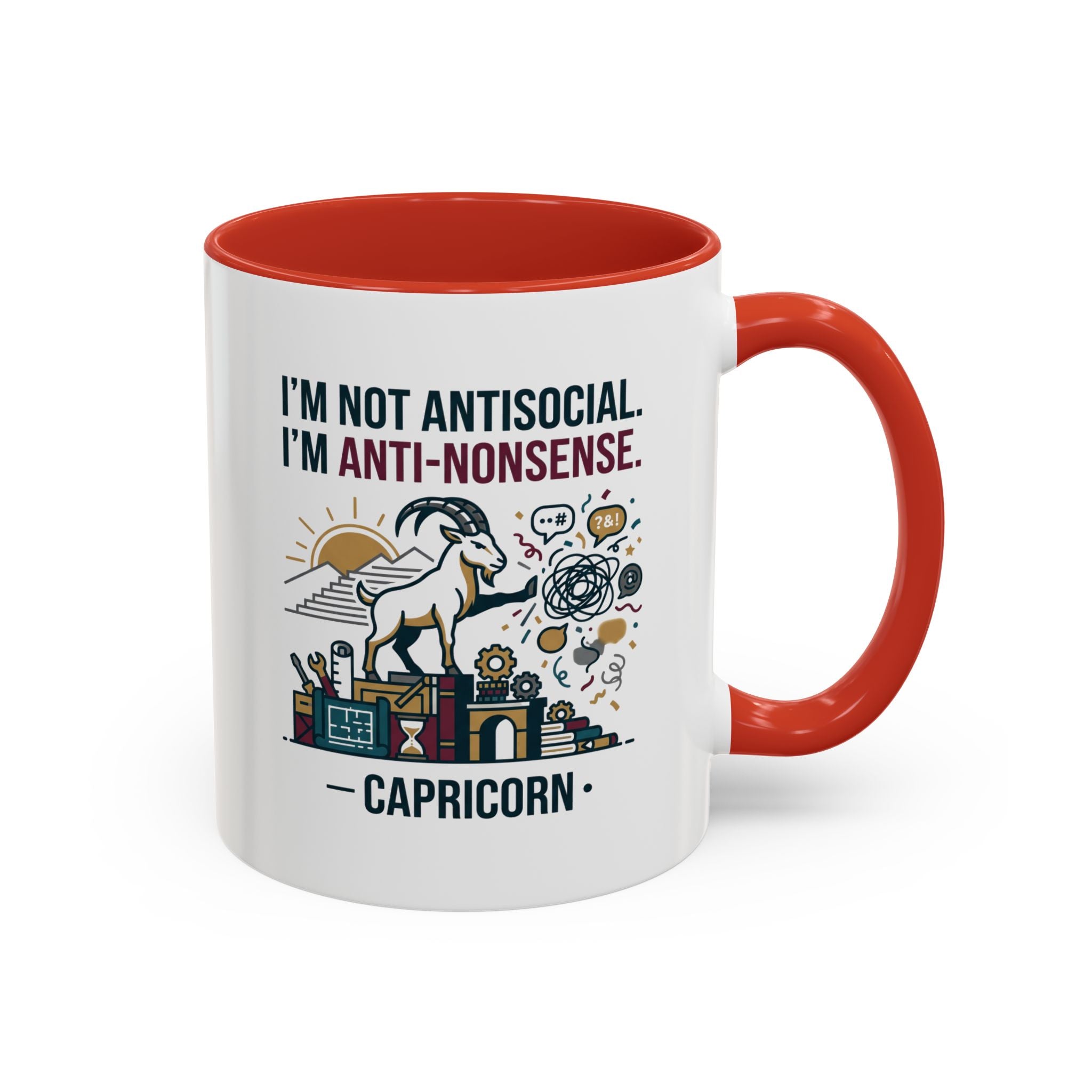Capricorn Coffee Mug — "I'm Not Antisocial, I'm Anti-Nonsense" Accent Mug