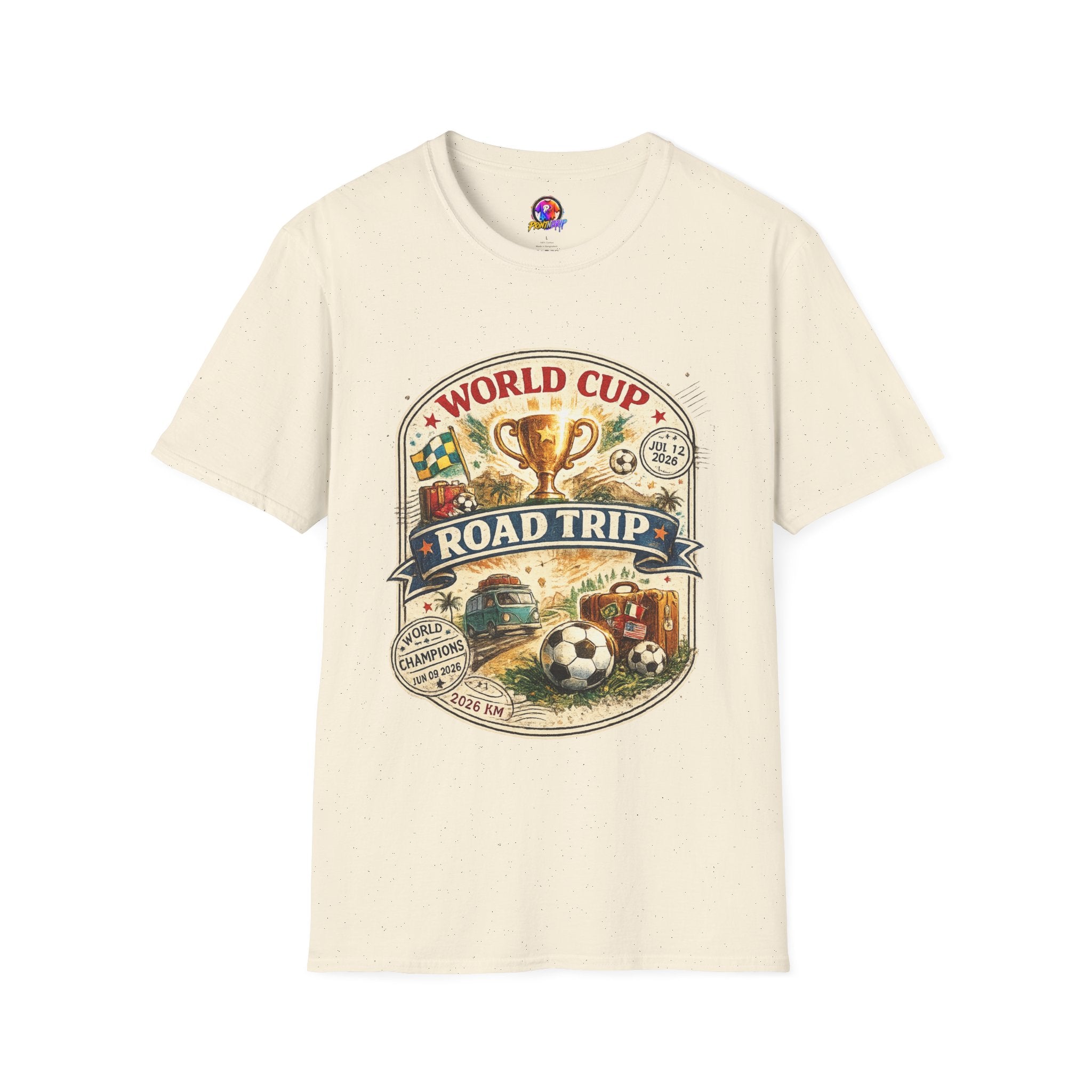 World Cup Road Trip T-Shirt — Vintage Soccer Trophy Design