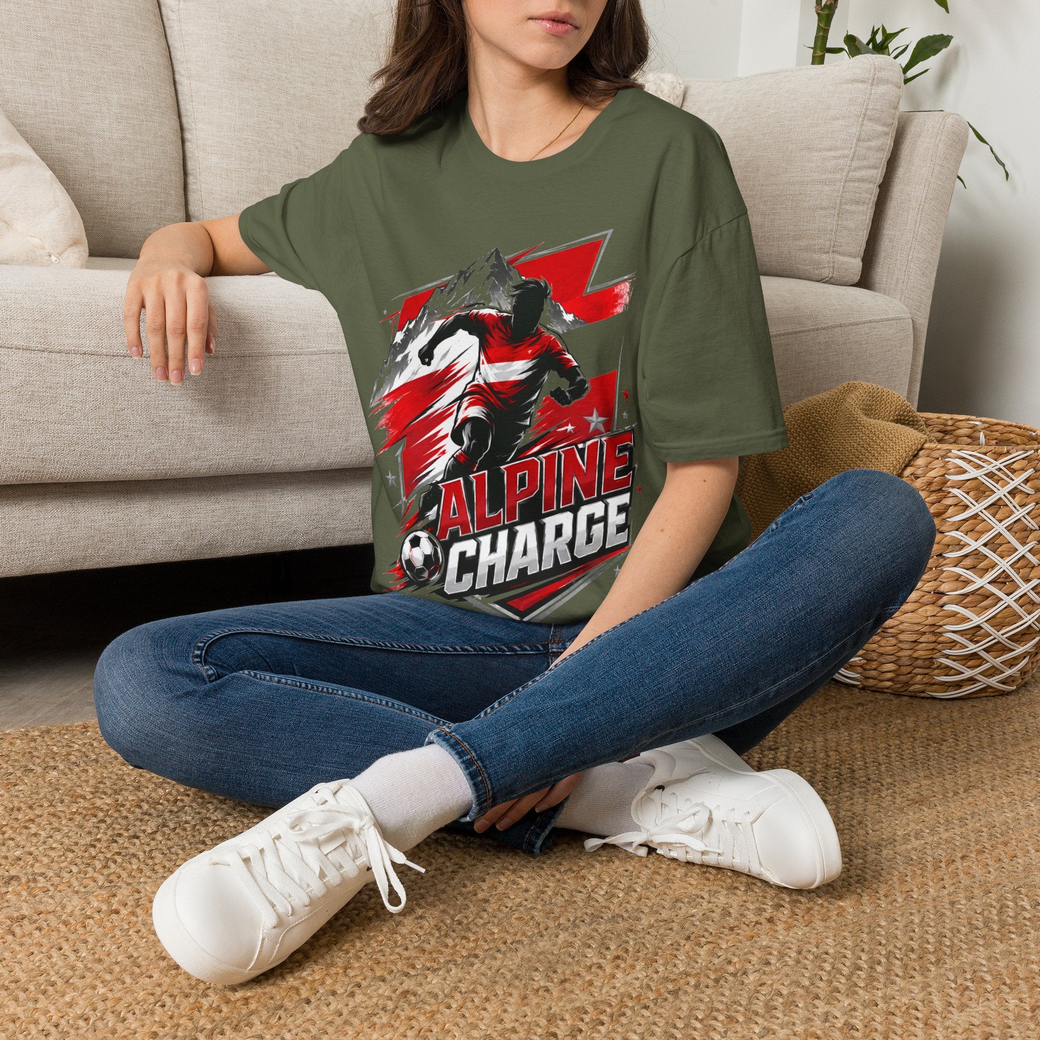Austria  Alpine Charge Soccer T-Shirt — Mountain Football Graphic Tee -