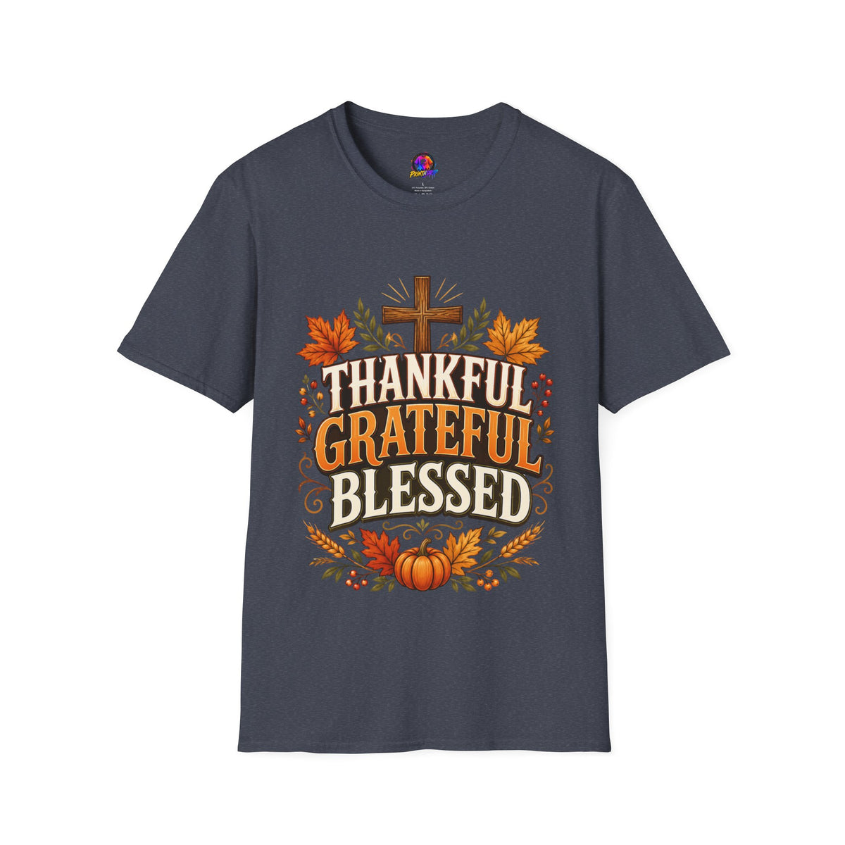 Thanksgiving T-Shirt Thankful Grateful Blessed T-Shirt — Fall Thanksgiving Christian Tee