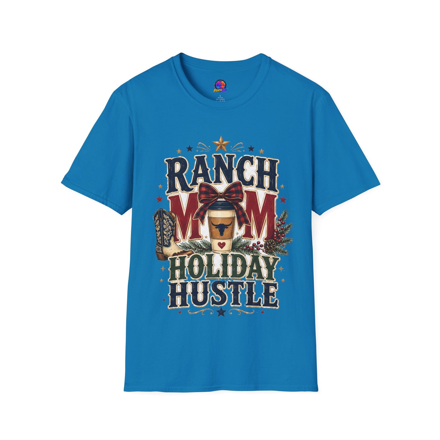 Ranch Mom Holiday Hustle T-Shirt — Festive Western Mom Tee
