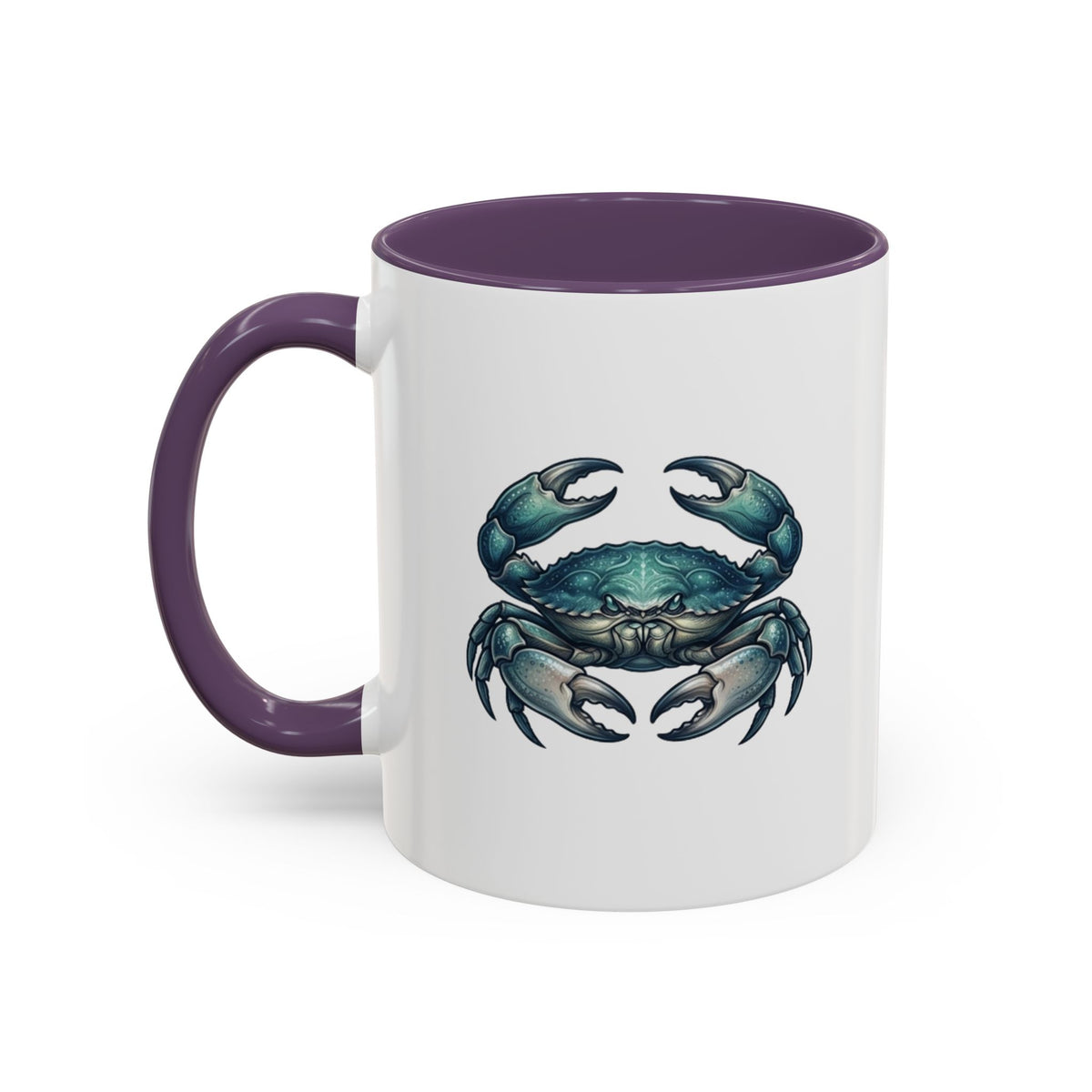 Cancer Zodiac Blue Crab Accent Coffee Mug — Nautical Beach Home Decor Gift