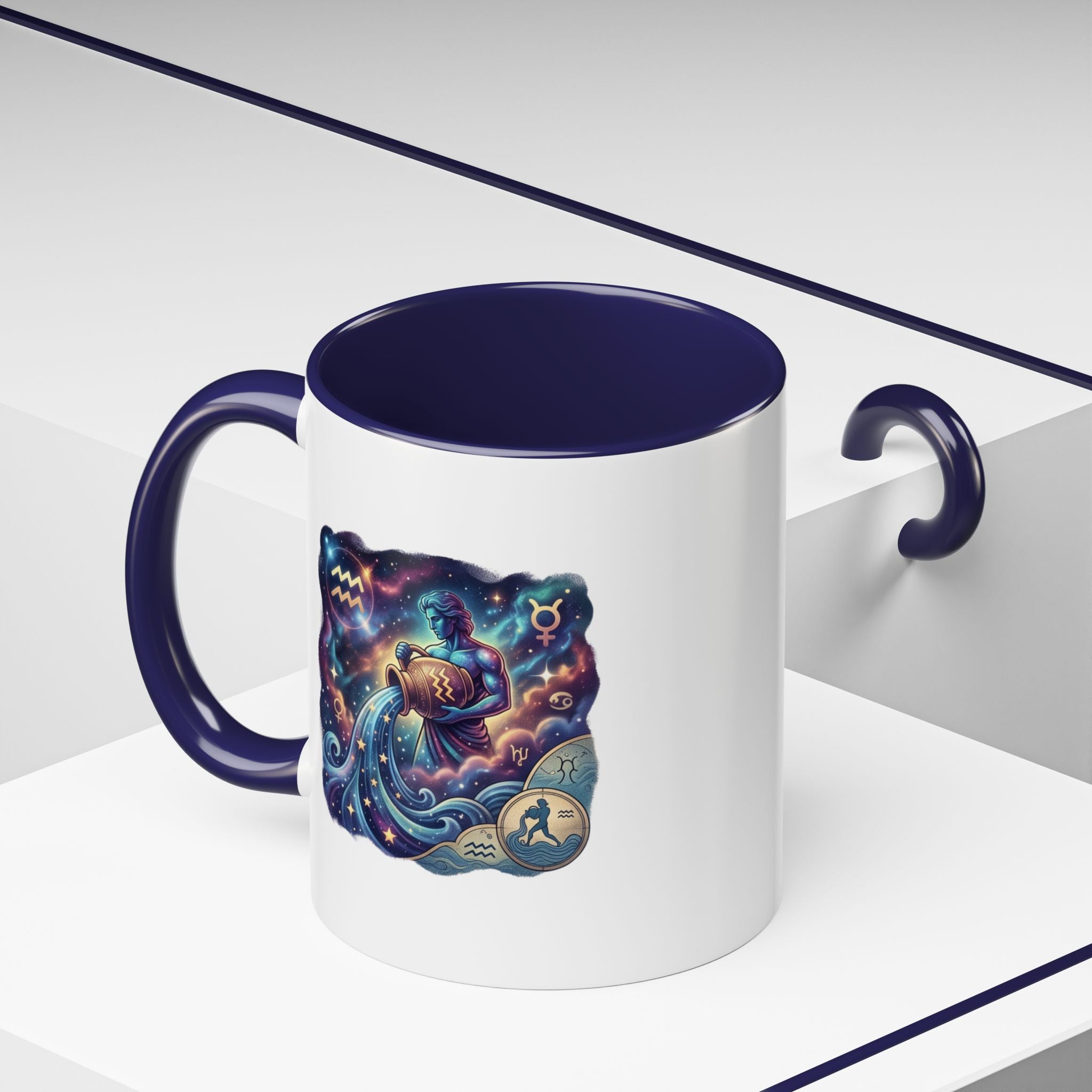 Aquarius Zodiac Coffee Mug — Celestial Water Bearer Accent Mug