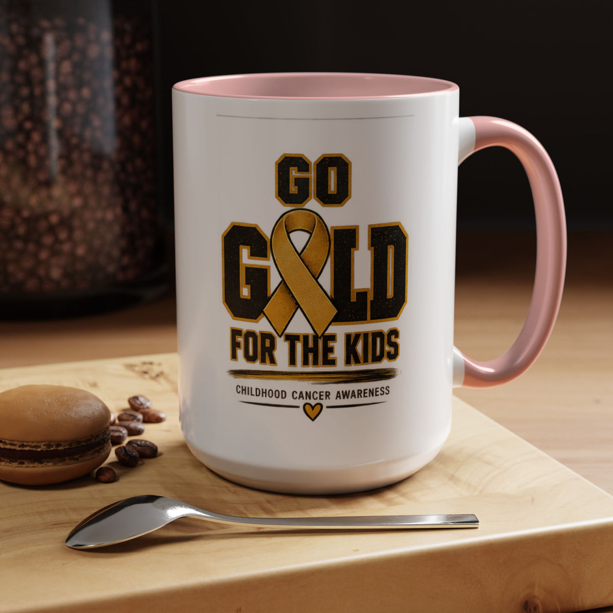Go Gold For The Kids Accent Coffee Mug — Childhood Cancer Awareness 11/15oz