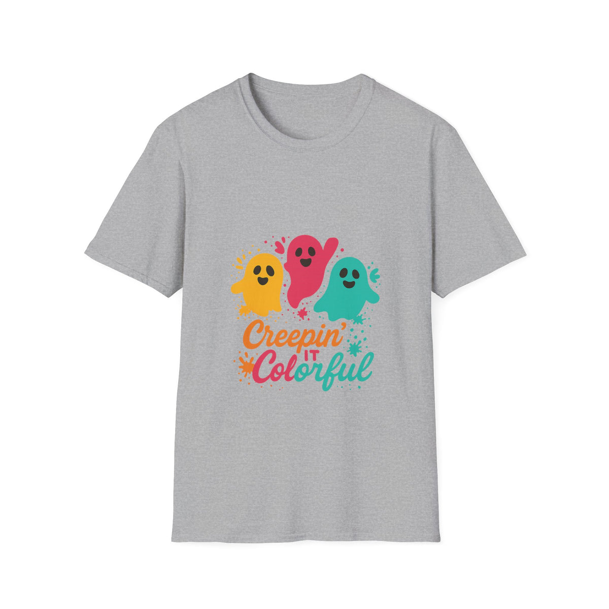 Colorful Creepin' Ghosts Tee — Cute Halloween Shirt - Trending Now - October 2026