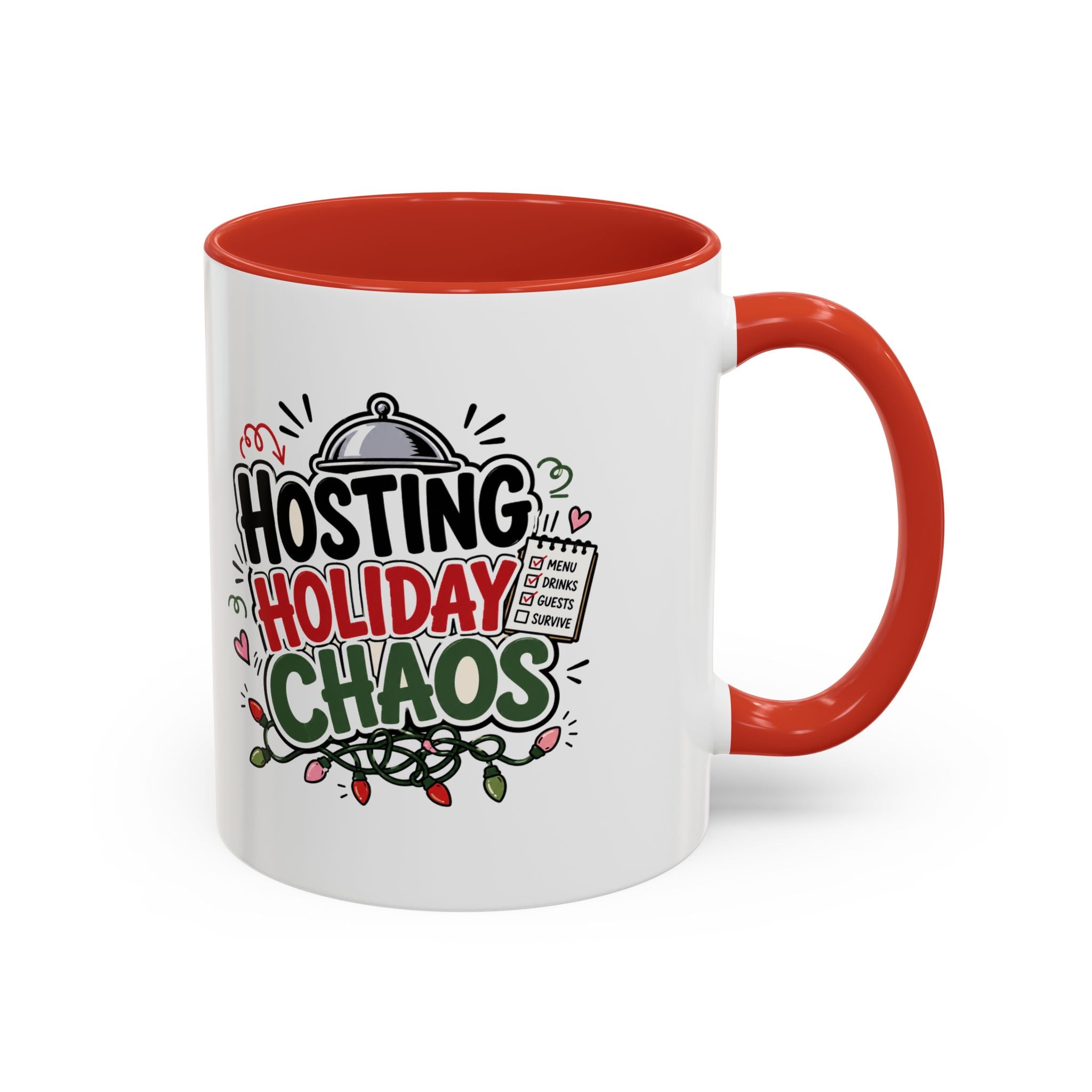 Modern Day Christmas Hosting Holiday Chaos Accent Coffee Mug — "Hosting Holiday Chaos" Funny Christmas Coffee Cup