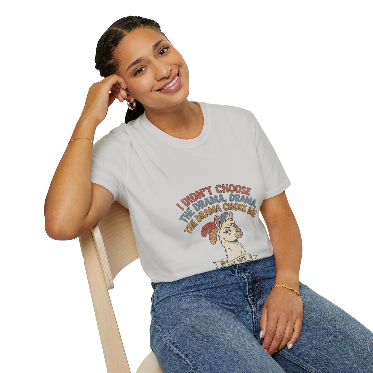 Funny And Witty Llama Drama Graphic T-Shirt — "I Didn’t Choose the Drama" Retro Design