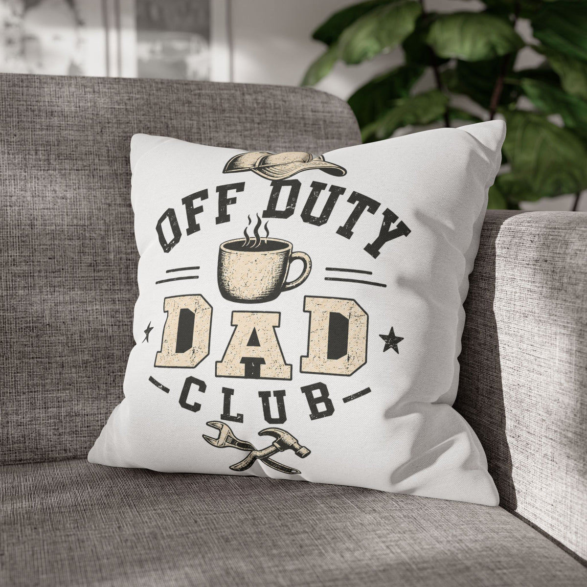 Throw Pillowcase — "Off Duty Dad Club" Decorative Pillowcase Milo Bailey Dog Dad Mom
