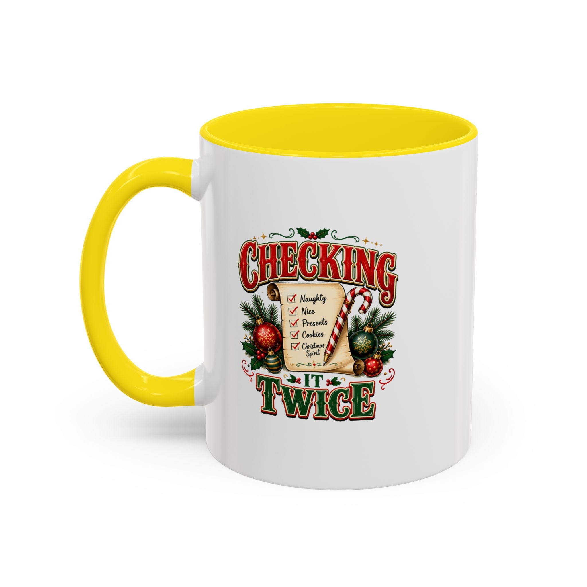 Checking It Twice Christmas Coffee Mug — Holiday Checklist Design