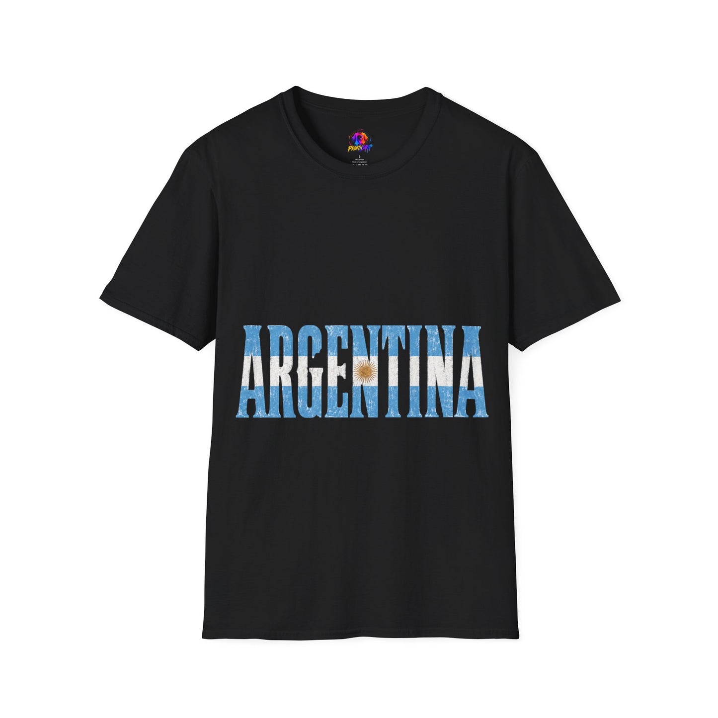 Argentina Flag Stripe T-Shirt — Vintage Blue 'ARGENTINA' Graphic Tee