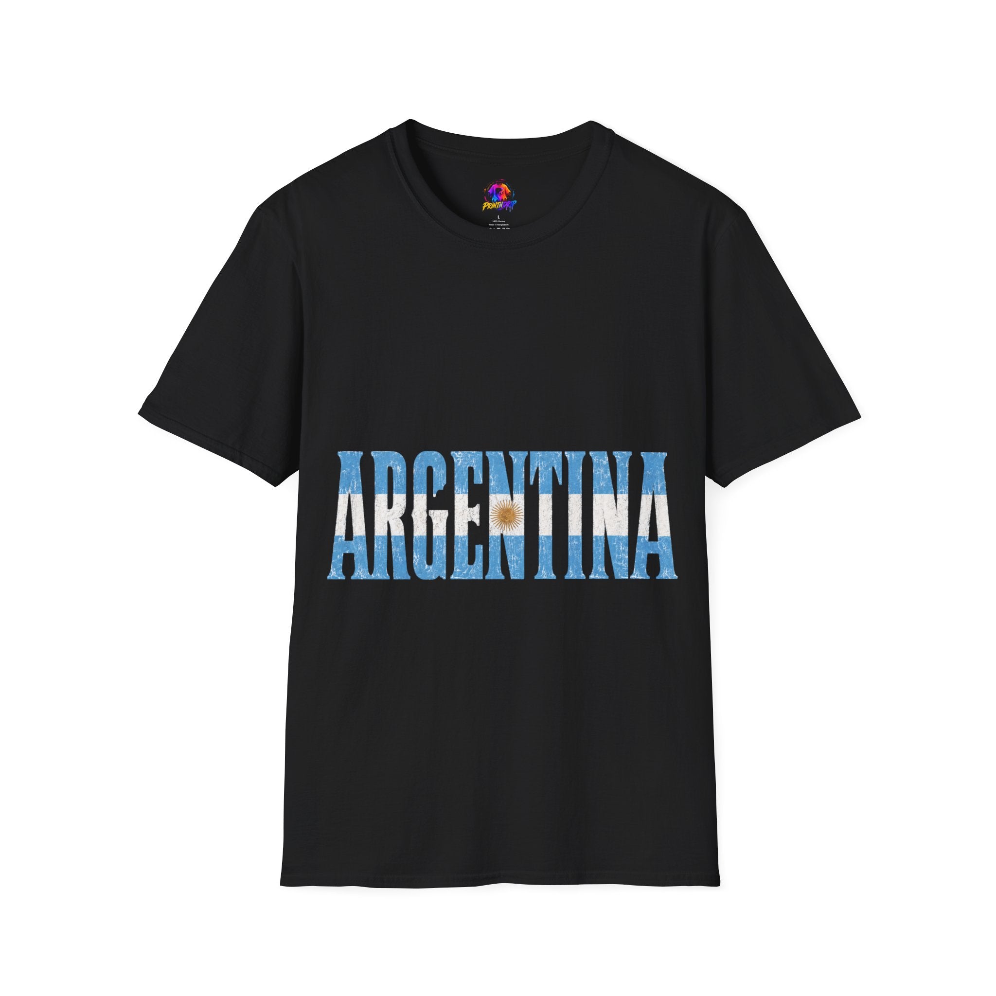 Argentina Flag Stripe T-Shirt — Vintage Blue 'ARGENTINA' Graphic Tee