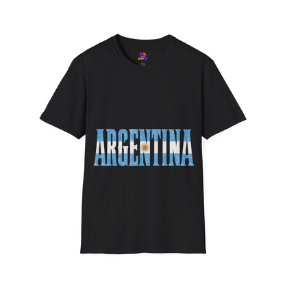 Argentina Flag Stripe T-Shirt — Vintage Blue 'ARGENTINA' Graphic Tee