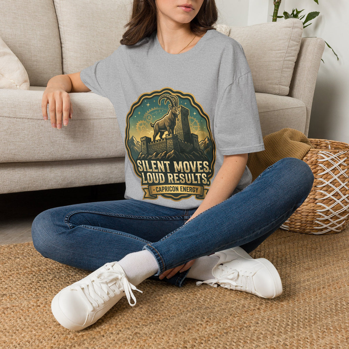Capricorn Energy T-Shirt — "Silent Moves, Loud Results" Zodiac Tee