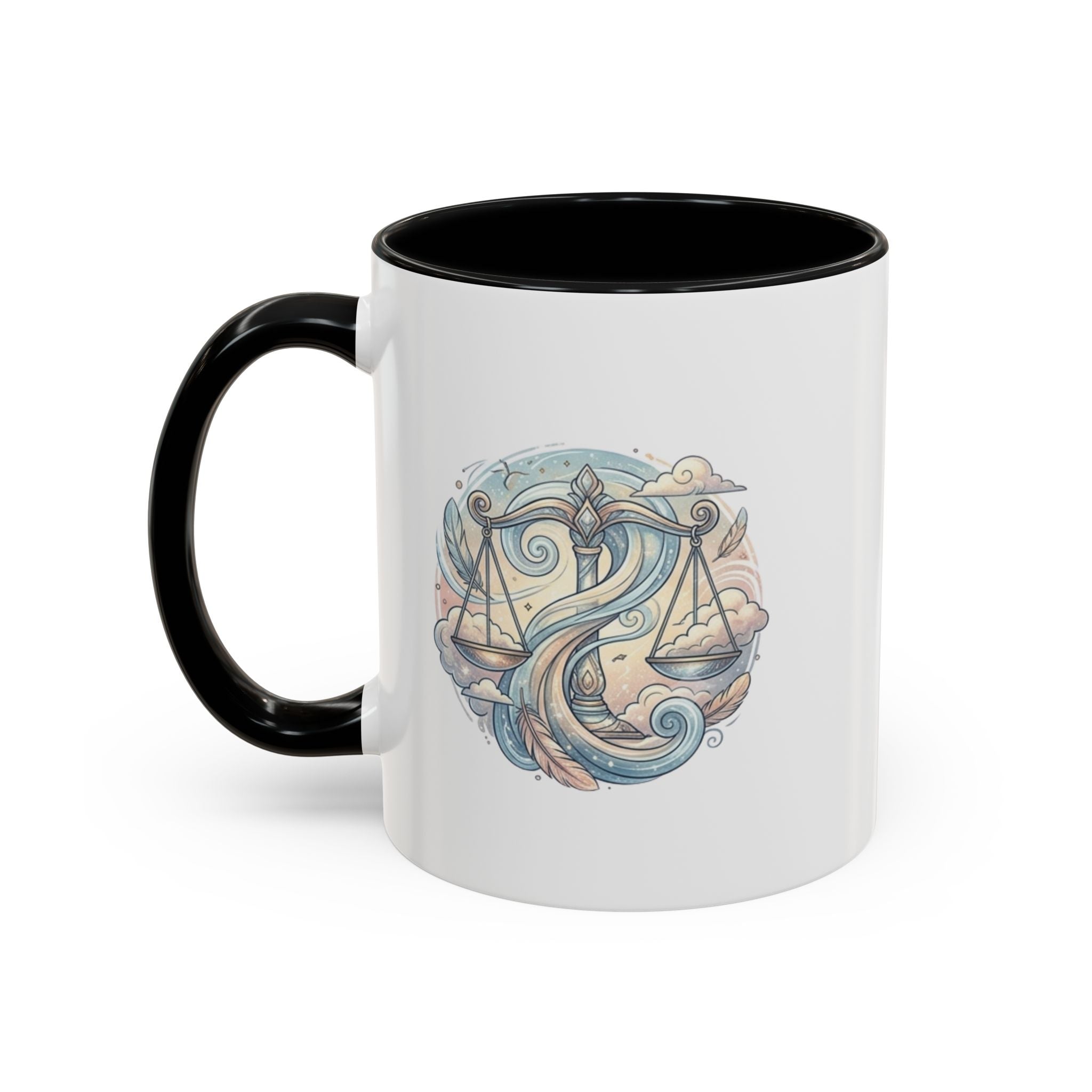 Libra Zodiac Coffee Mug — Balance Scales Astrological Accent Mug